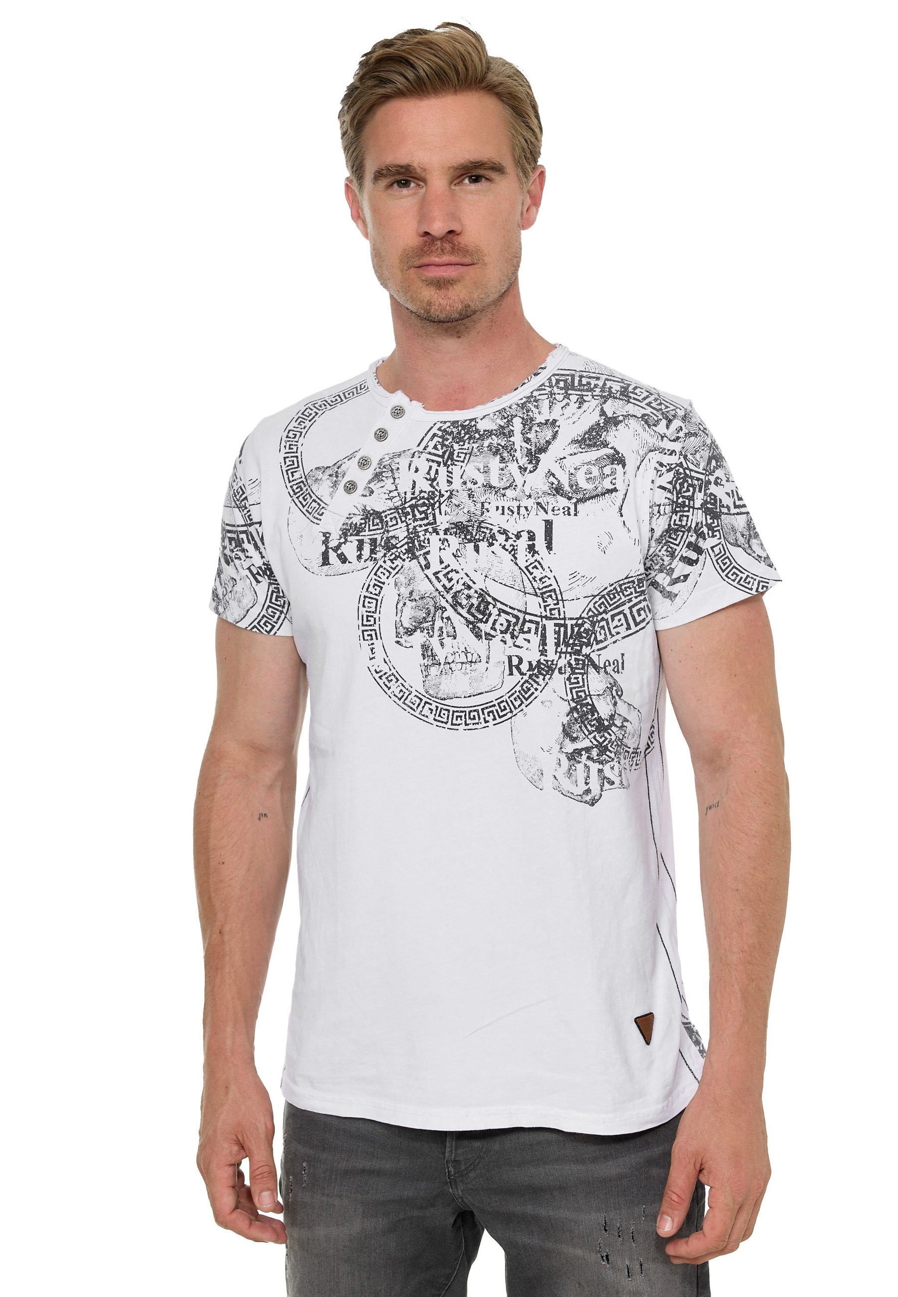 Rusty Neal T-Shirt mit coolem Print weiß