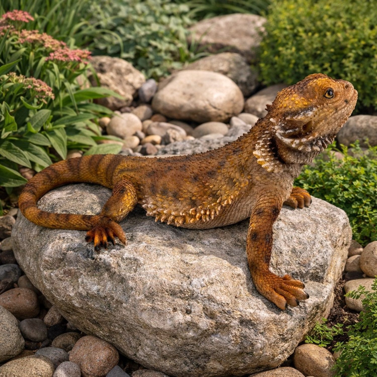 Online-Fuchs Gartenfigur für außen - Bartagamen Eidechse - Deko Figuren - 34 cm groß, (wetterfest, realistisches Design), aus hochwertigem und langlebigen Kunstharz (Polyresin) gefertigt