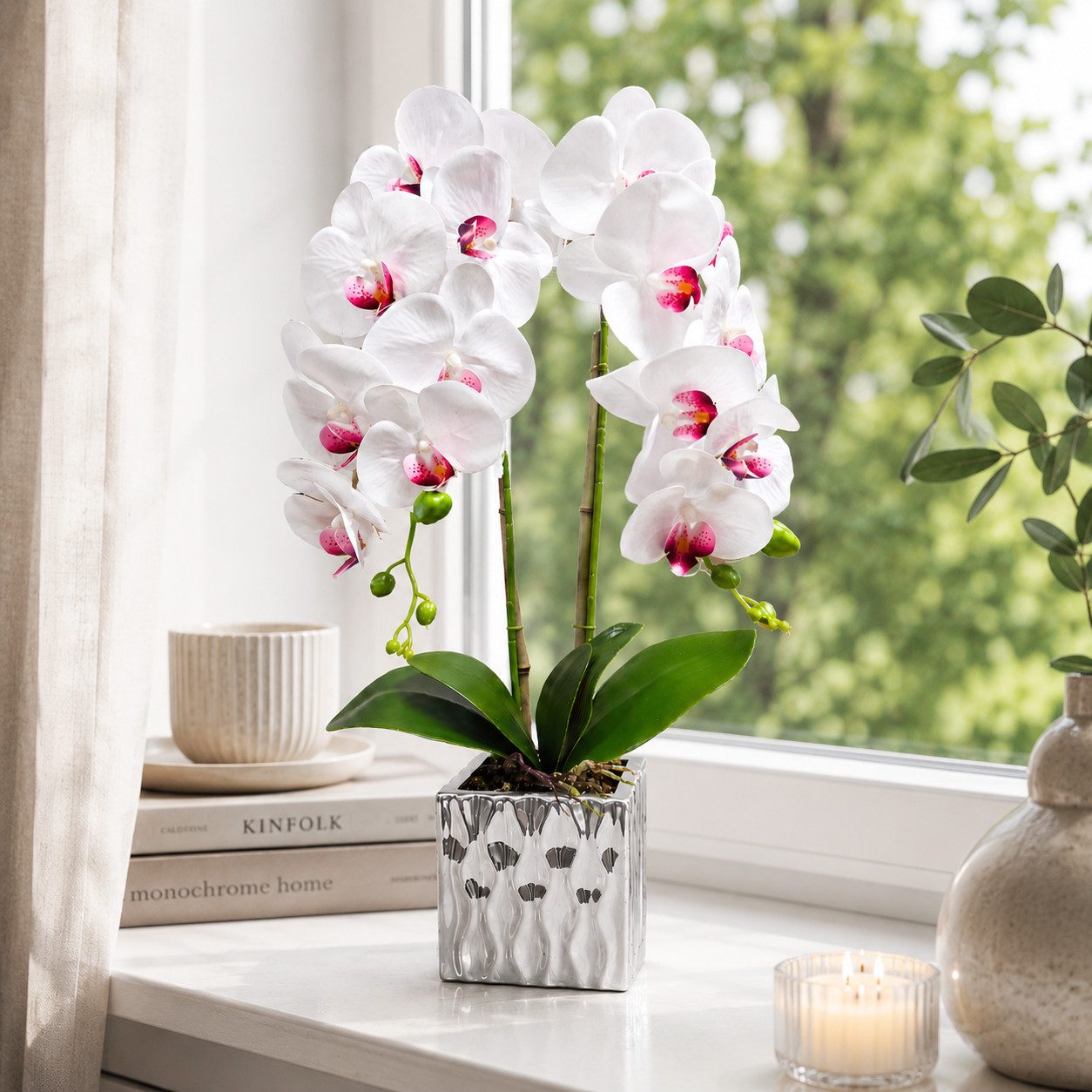 Kunstorchidee PASCH® Orchidee künstlich wie echt in Hochglanz-Keramiktopf Orchidee, PASCH, Hochglanz Keramiktopf