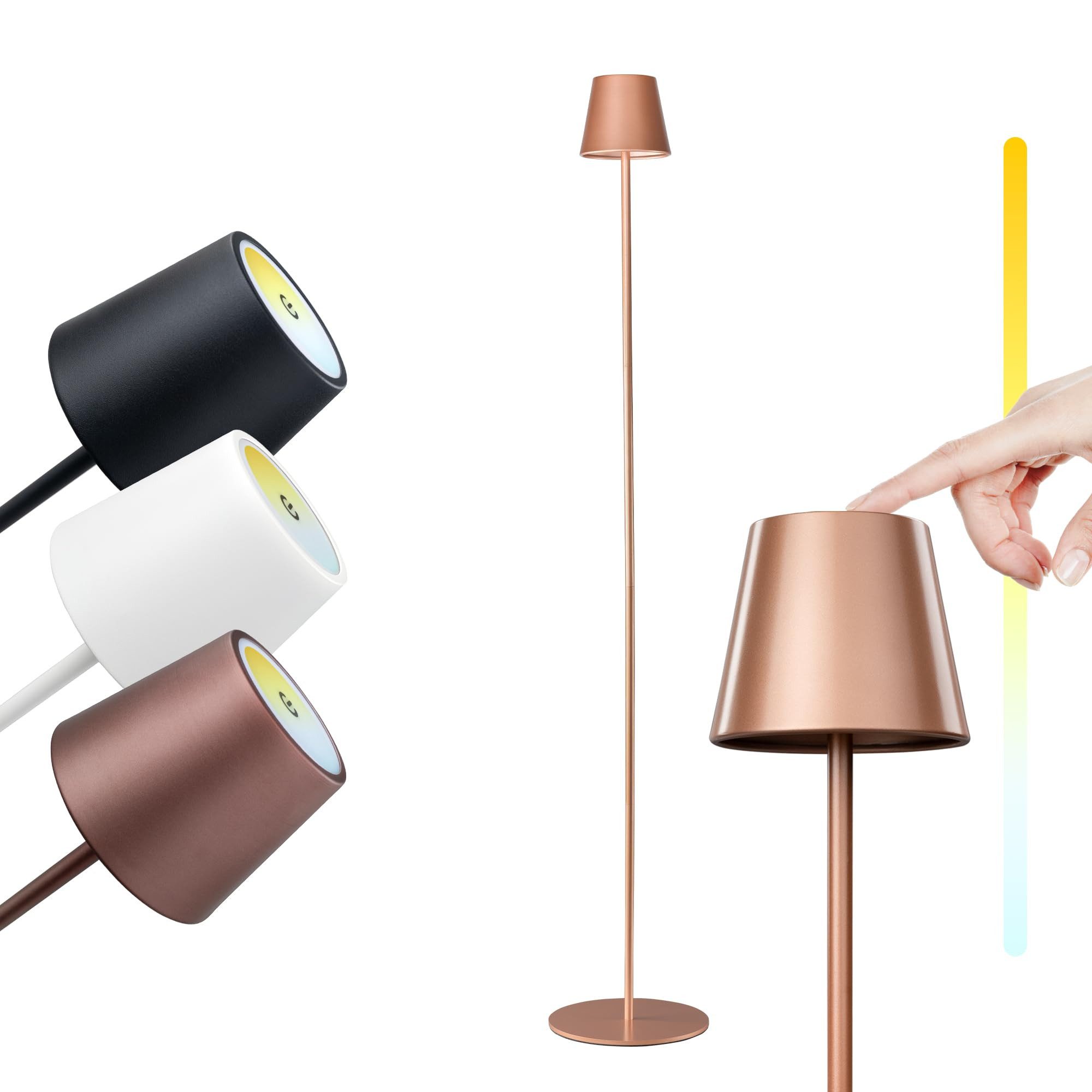 MANTA LED Stehlampe MANTA LED Akku Stehleuchte TOUCH 117 cm - Kabellos - Dimmbar, LED fest integriert, Farbtemperatur einstellbar, Tischlampe, Touch