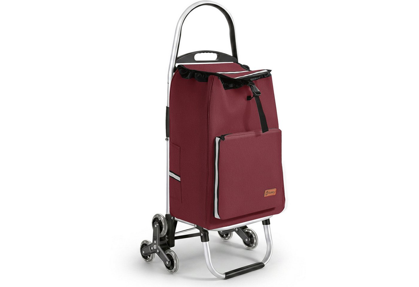Sekey Einkaufstrolley Aluminium 2-in-1 Faltbar Einkaufstrolley Treppensteiger mit Kühltasche, 50 l zusammenklappbarer Transportwagen Treppensteiger Einkaufswagen