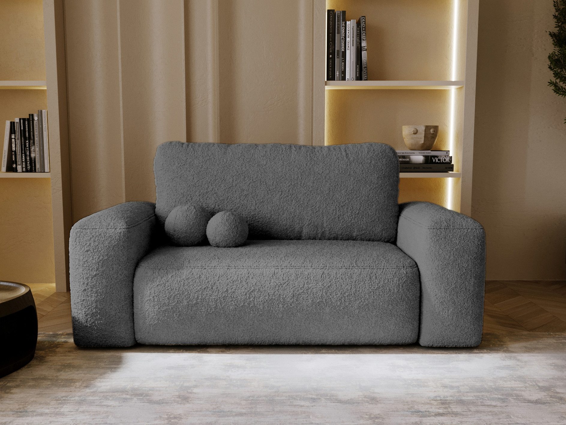 Compleo Schlafsofa Mini-Sofa 190 cm breit, Plüschstoff Teddy – weich und bequem TEDIS, Modern Design