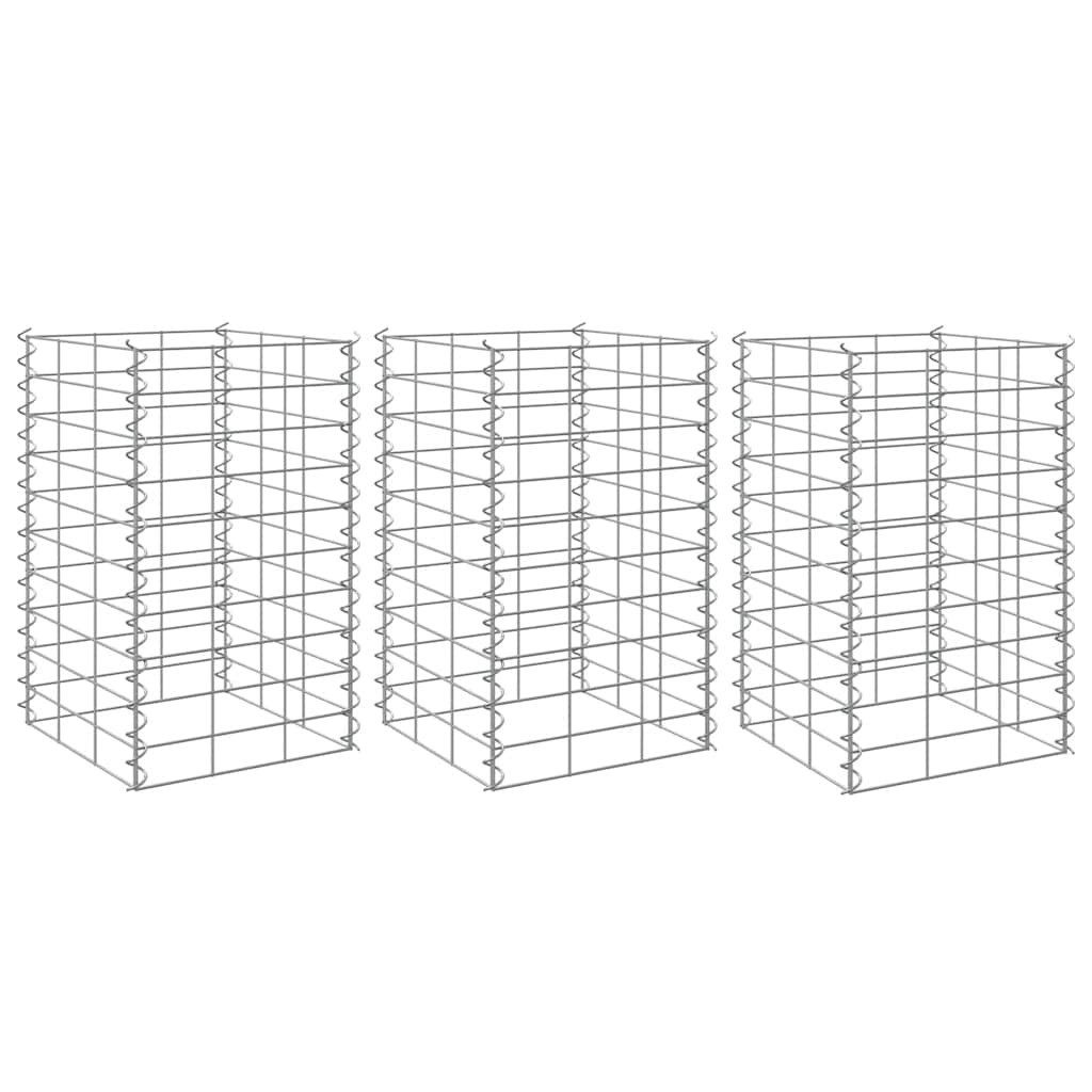 vidaXL Hochbeet Gabionen-Hochbeete 3 Stk. 30x30x50 cm Eisen (1 St)