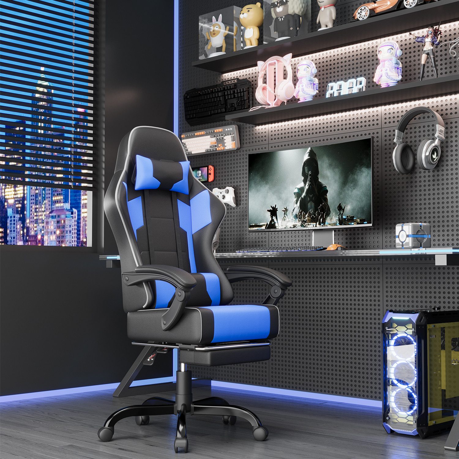 HOMALL Gaming-Stuhl Bürostuhl mit Massagefunktion, Fußstütze, günstig online kaufen