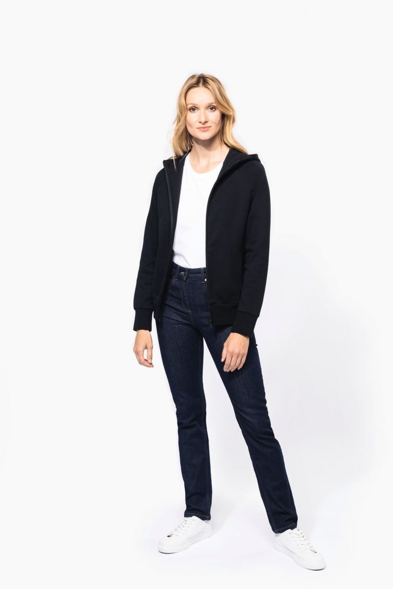 Kariban Kapuzensweatjacke Damenjacke mit Reißverschluss und Kapuze