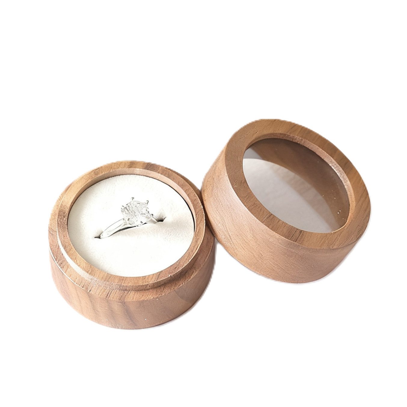 Jumpeak Schmuckkasten Schmuckkästchen Holz,Ringbox Verlobung,Geschenke für Frauen,Walnußholz (rund,elliptisch,quadratisch,portabel,klein,portabel, Schmuckaufbewahrung,Aufbewahrungsbox mit Deckel,Präsentationsbox), Schmuckkästchen,Ringbox Hochzeit 1-2 Ringe,schmuckkästchen klein