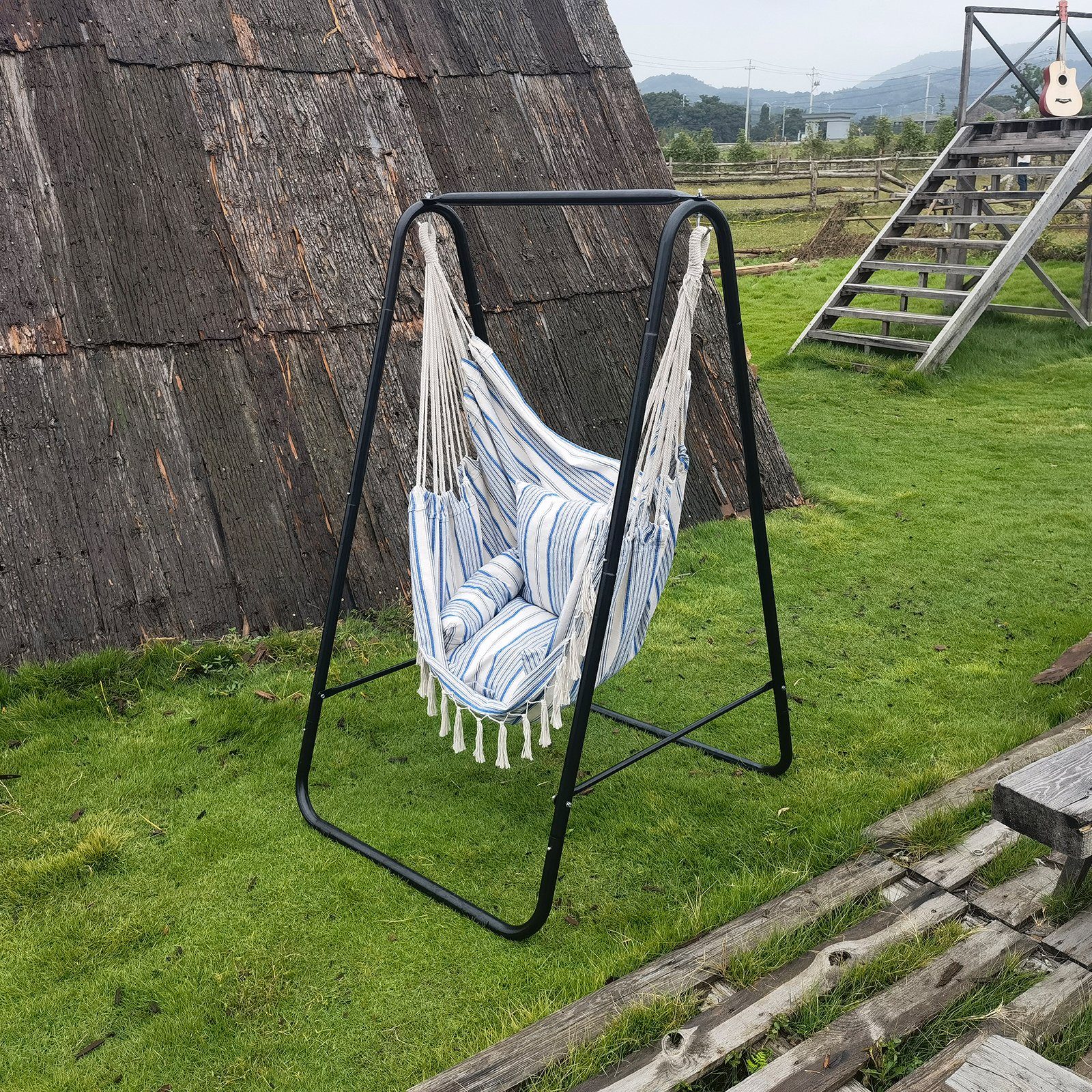 CCLIFE Hängesessel Hängesessel mit Gestell Hängeschaukel Hängestuhl (1er Set mit Gestell), mit gestell