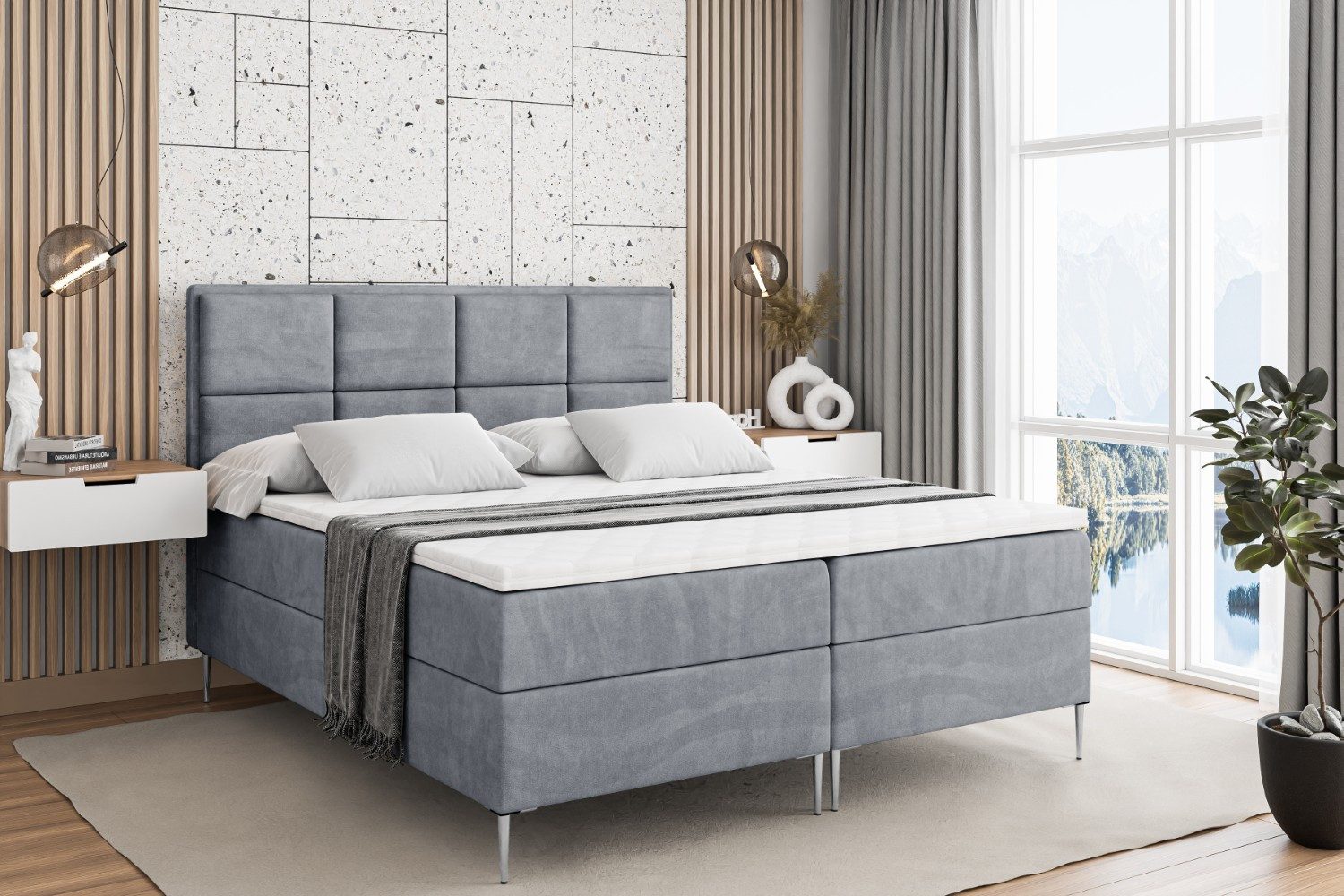 ALTDECOR Boxbett NOVA-F (Multipocket-Matratze H4, H3 Matratze Bonellfederung, Topper, Kopfteil)