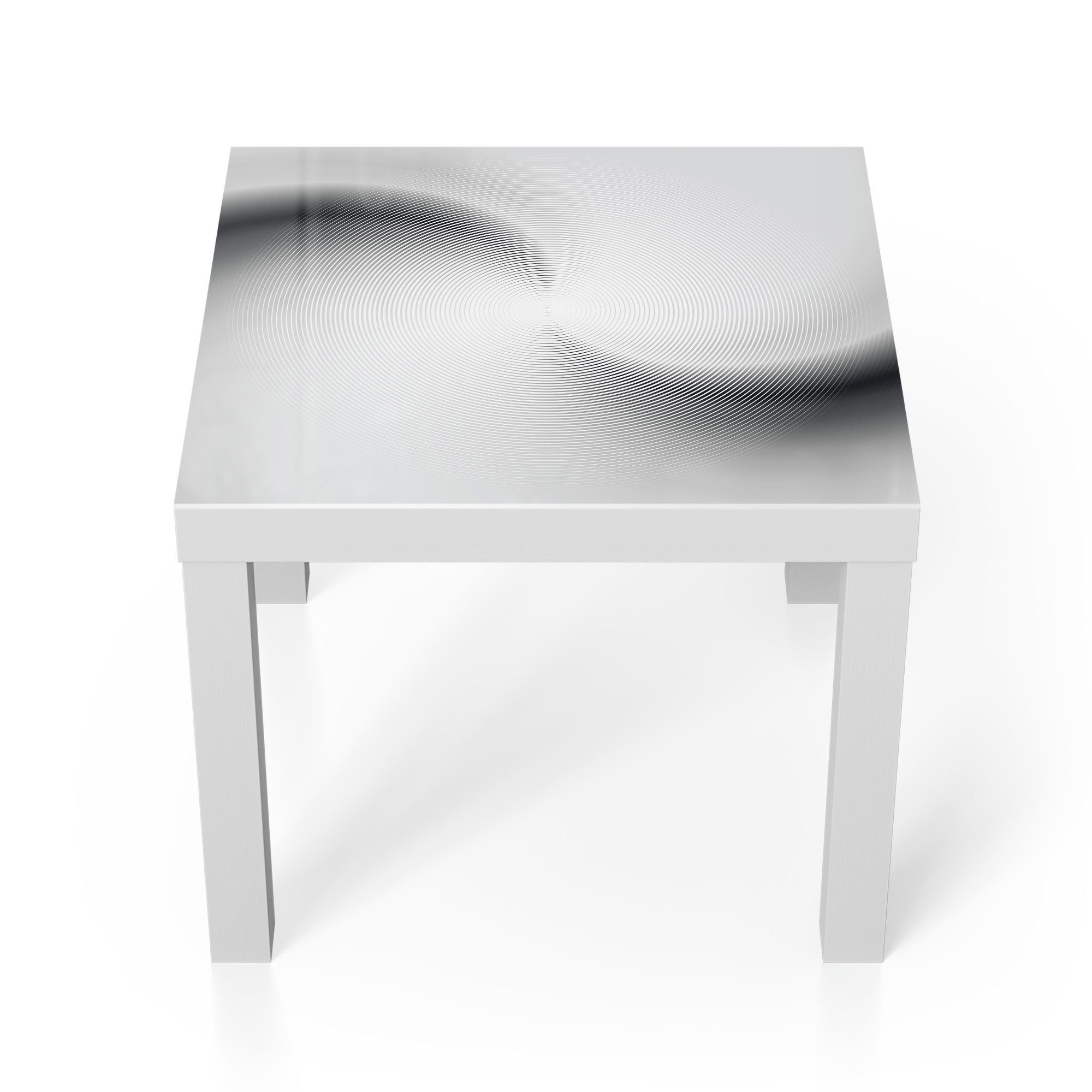 DEQORI Couchtisch 'Rundes Beistelltisch Rillenmuster', Weiß Glastisch modern Glas
