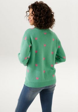 Aniston CASUAL Strickpullover mit eingestrickten Herzchen - NEUE KOLLEKTION