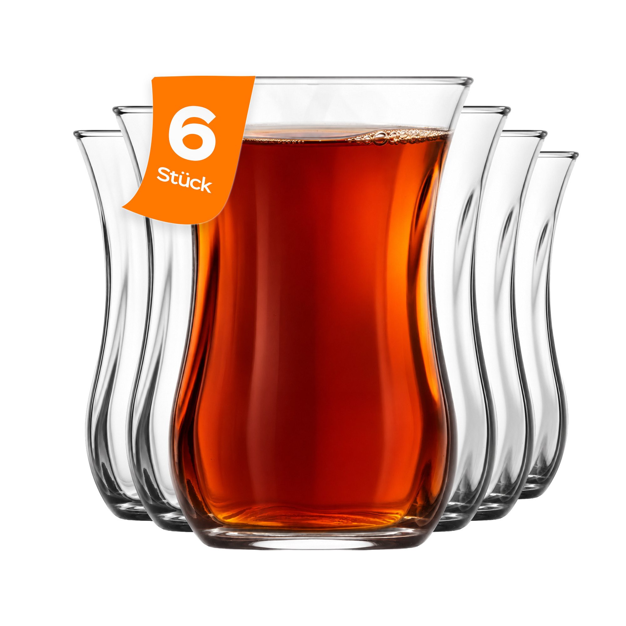 LAV Gläser-Set LAV klasikopt Teeglas mit Facetten-Optik, 6-tlg., Glas, 6er Set, 115ml, ideal für Teegenuss