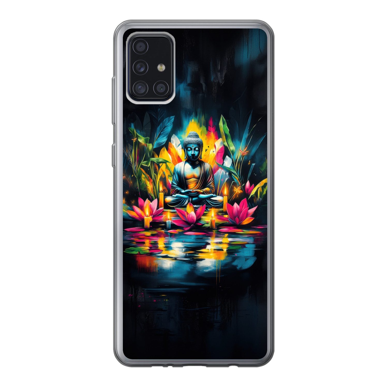 MuchoWow Handyhülle für Samsung Galaxy A52 5G Kerzen - Blumen - Buddha - Wasser, Smartphone-Bumper, Print, Handy Schutzhülle Dünn