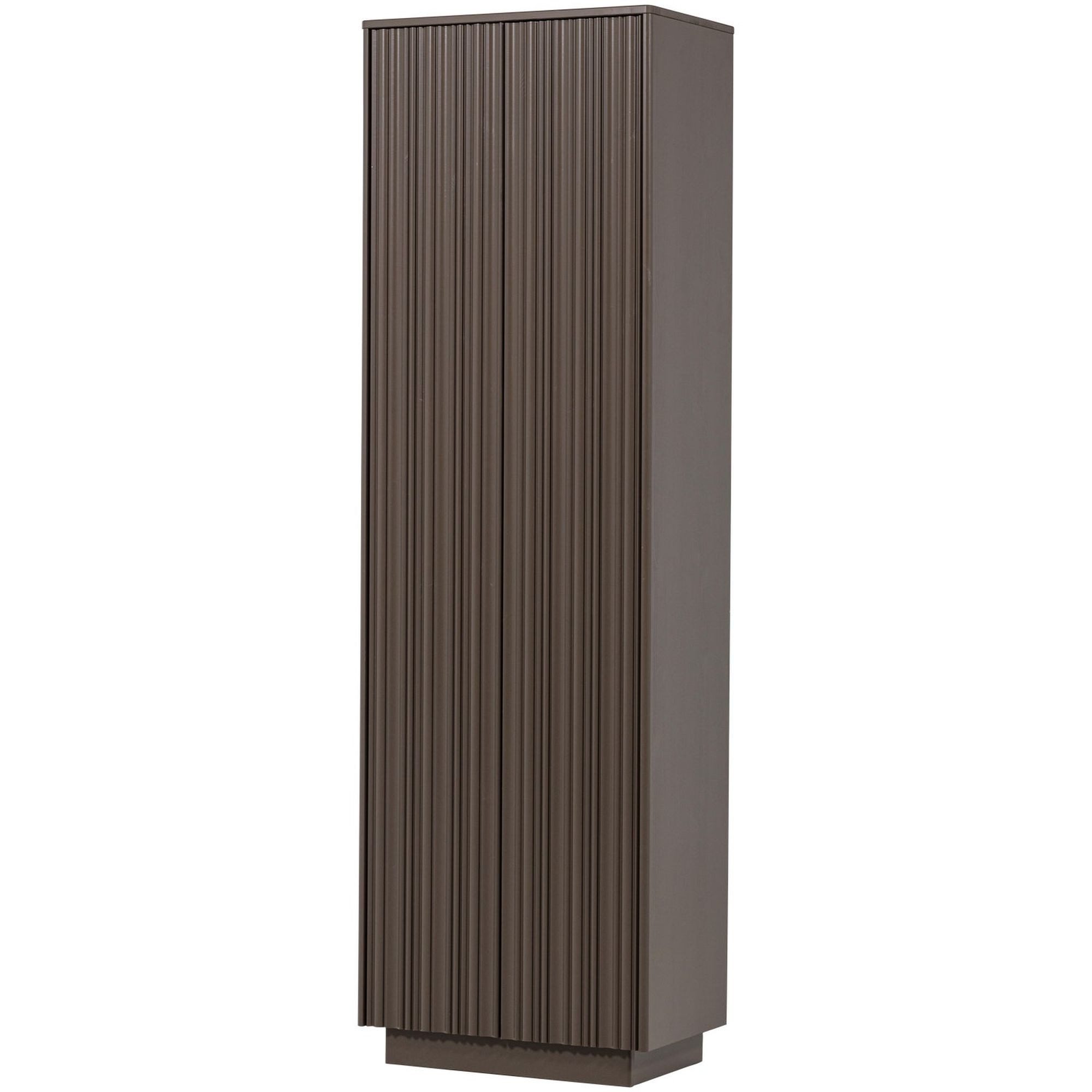 WOOOD Mehrzweckschrank Nova Kiefer [FSC] Trüffle Braun – reliefierte Türen, 215 cm Luxuriöse Vitrine mit grafisch reliefierten Türen
