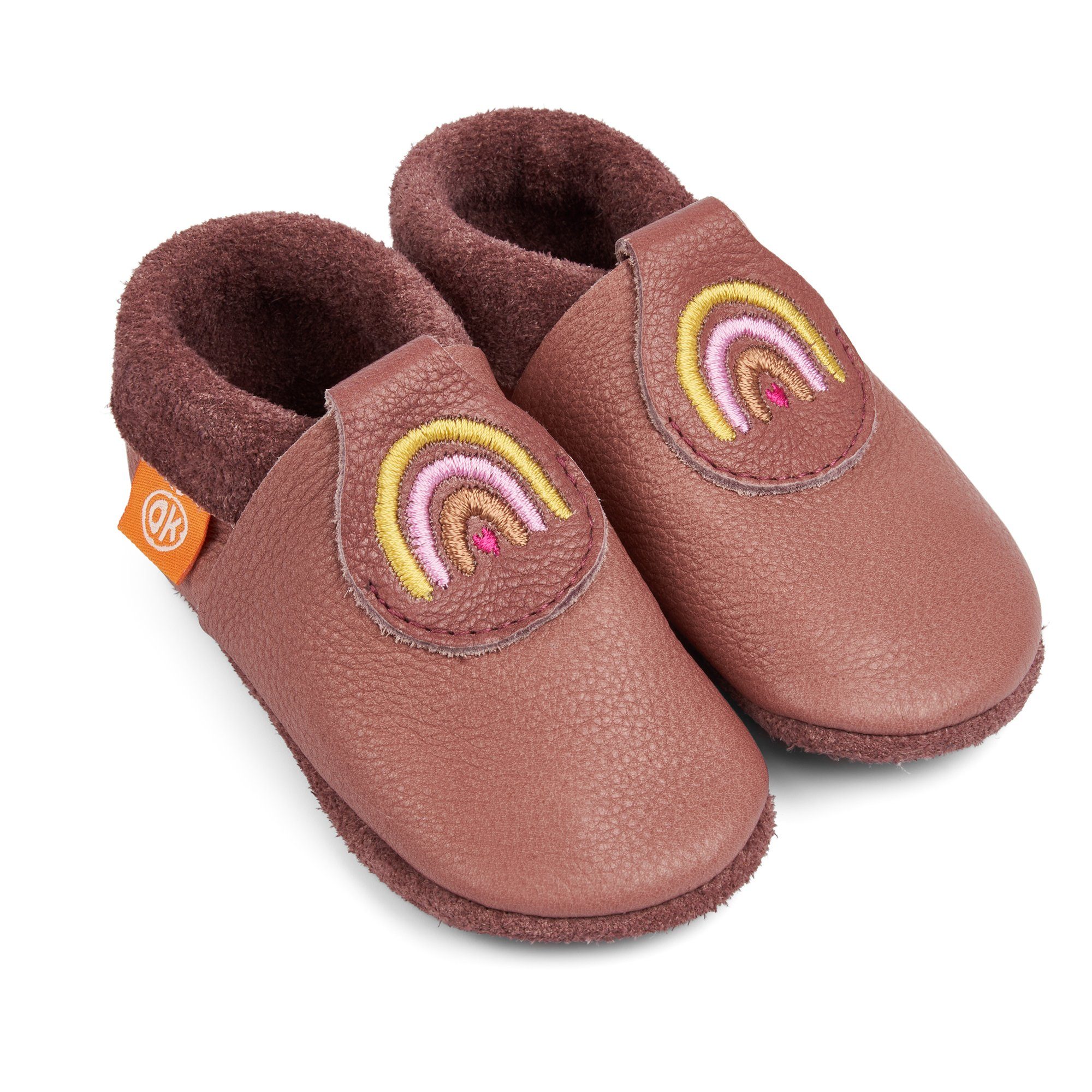 Orangenkinder® Reginchen der Regenbogen Baby Krabbelschuh pflanzlich gegerbtes Leder, Made in Germany, atmungsaktiv
