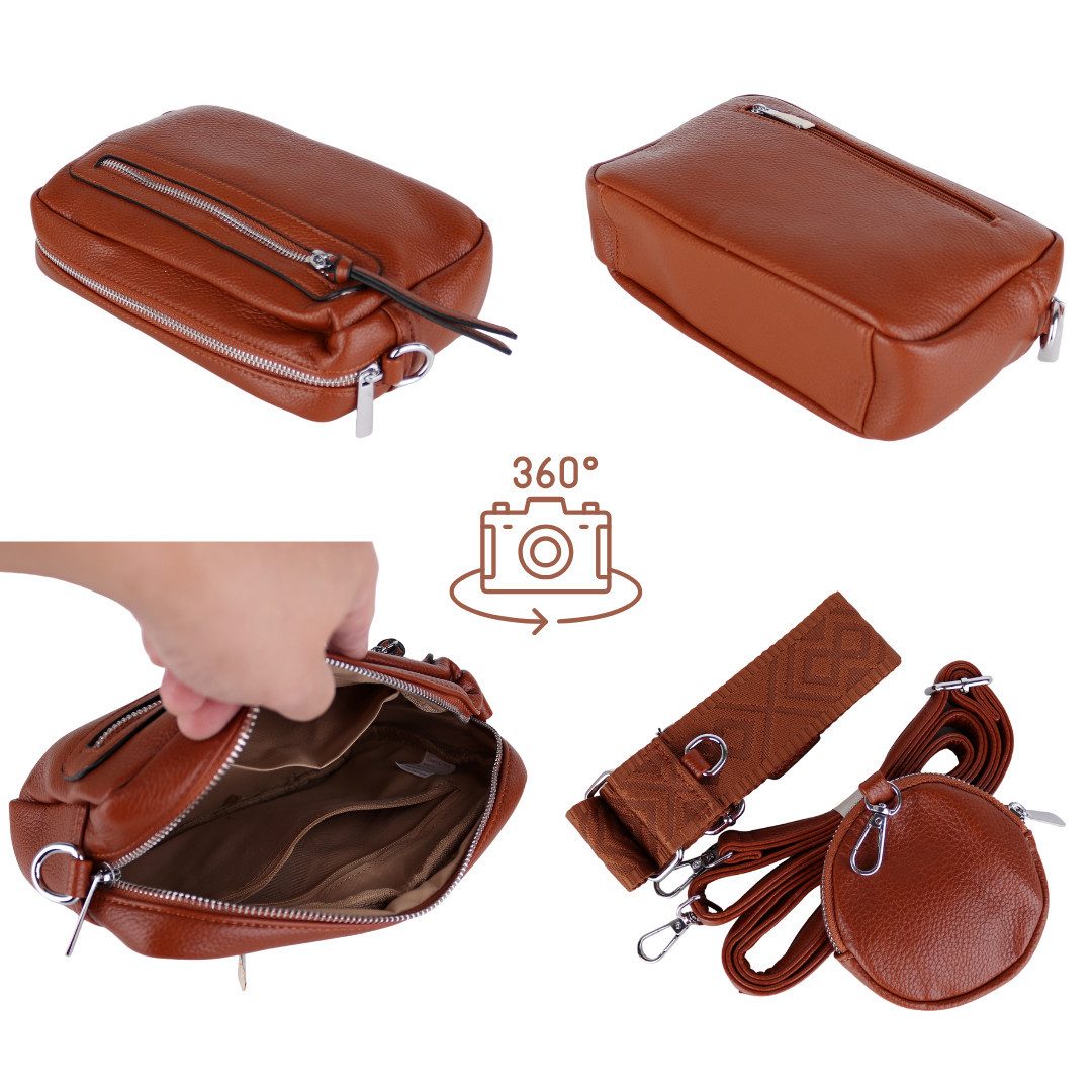 MIRROSI Umhängetasche Damen, Veganleder Crossbody Tasche Bag, Schultertasche (inkl. 1 Münzbeutel und 2 Wechselgurte, 26x16x8cm (BXHXT), gemusterten & verstellba – Bild 2 von 3