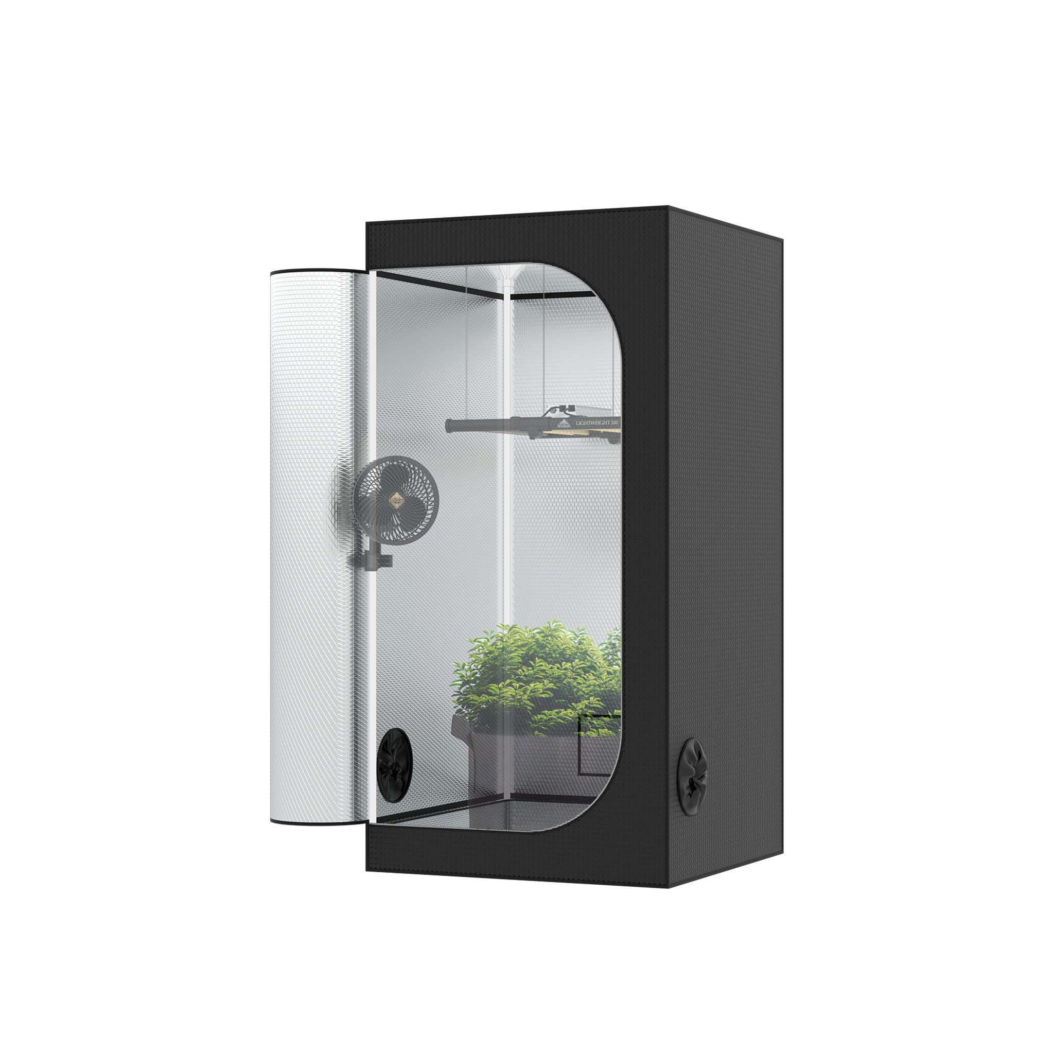 THE HOOKAH Gewächshaus Growzelt Deluxe D600 Indoor Growbox für Pflanzenanbau, BxTxH: 80 x 80 x 160 cm, ohne Sichtfenster