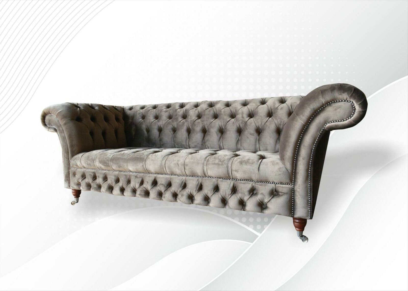 Design 3-Sitzer Chesterfield Made Chesterfield-Sofa Möbel luxus Textil Europe in JVmoebel Neu, Grauer
