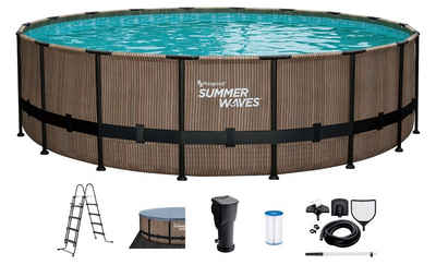 SummerWaves Framepool Elite (Set, 6-tlg), ØxH: 549x132 cm, Teak-Optik