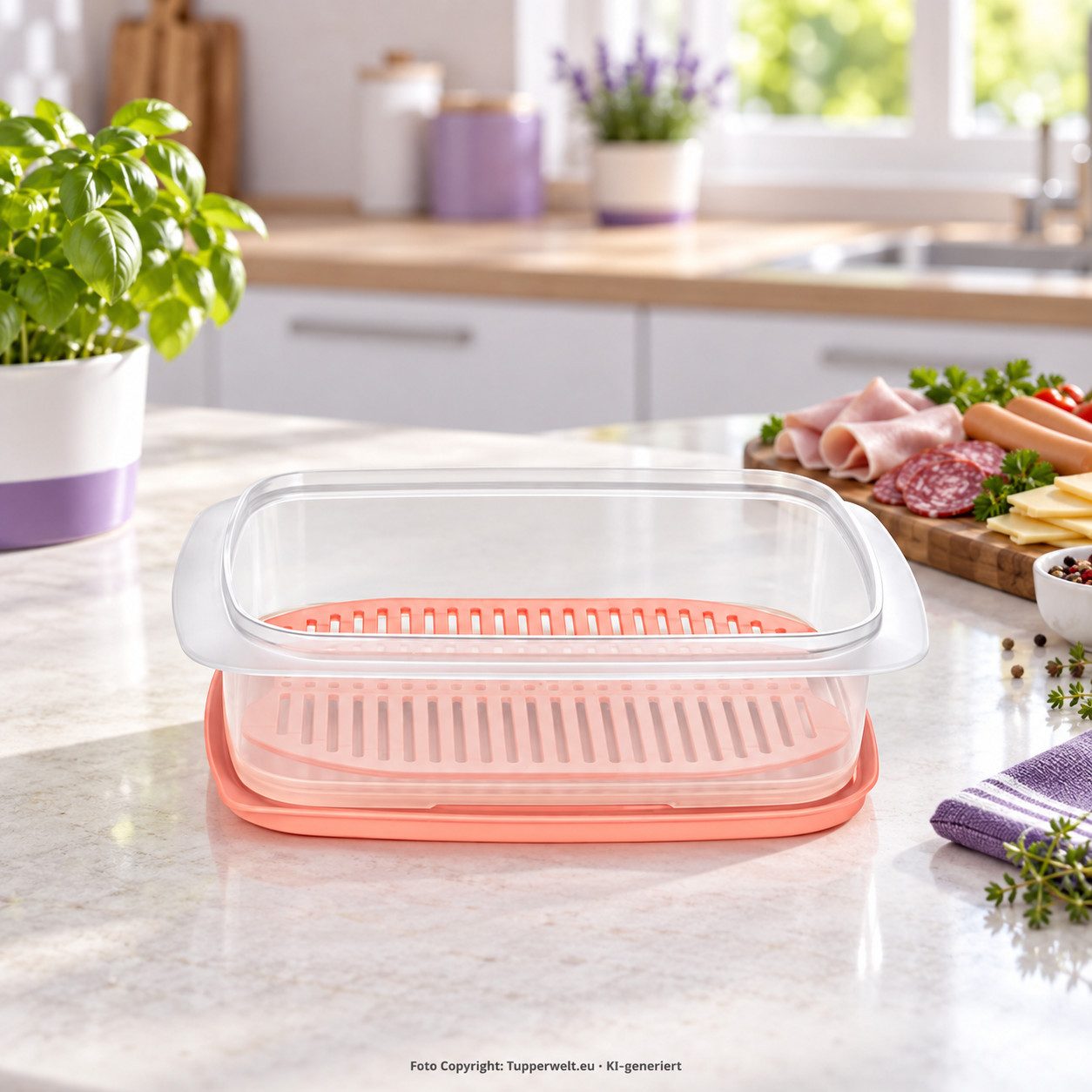 TUPPERWARE Vorratsdose Tupperware Cool’N Fresh 1,5 l – 3-teilig mit Frischegitter
