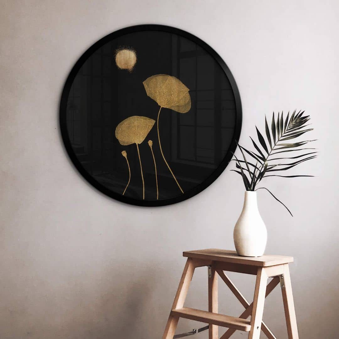 K&L Wall Art Poster Wandbild Poster Rund Feng Shui Deko Kubistika Mondschein Tänzer, Wohnzimmer Kunst Illustration