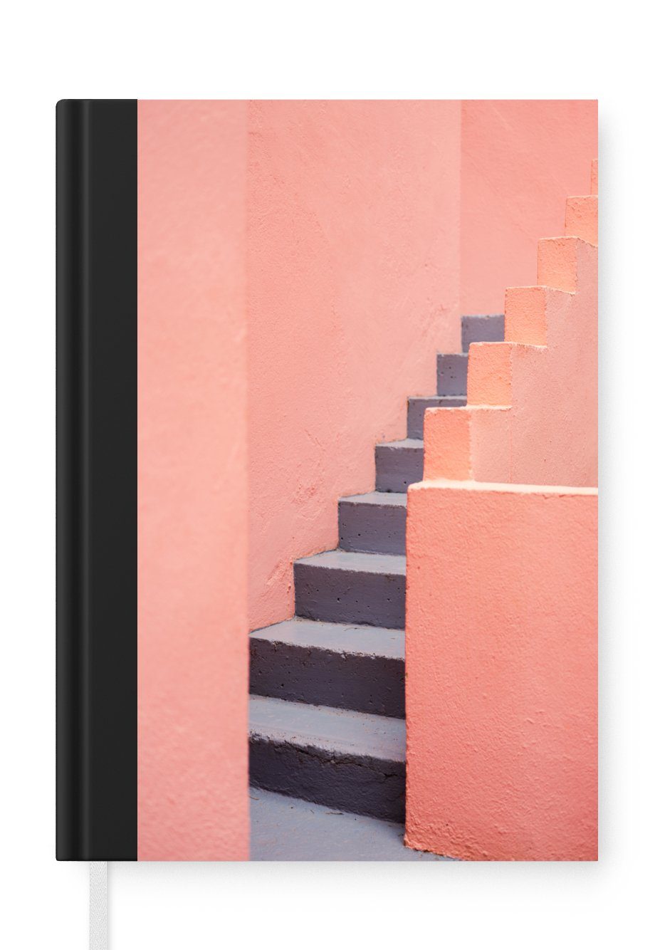 MuchoWow Notizbuch Treppe - Architektur - Rosa - Pastell, Journal, Merkzettel, Tagebuch, Notizheft, A5, 98 Seiten, Haushaltsbuch