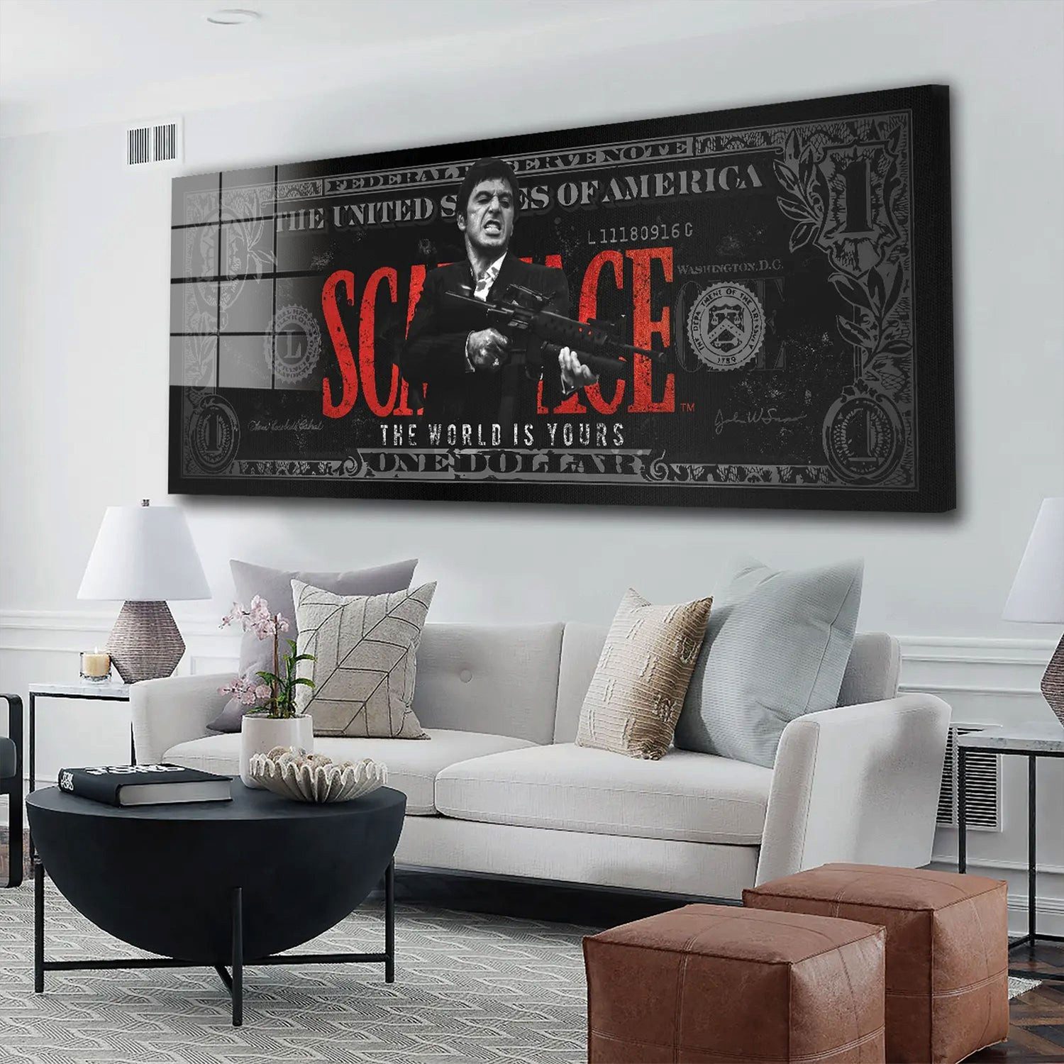 Artedinoi Acrylglasbild Dollar Zitat Scarface Acrylglas Wandbild Bild Wanddeko Wohnzimmer XL