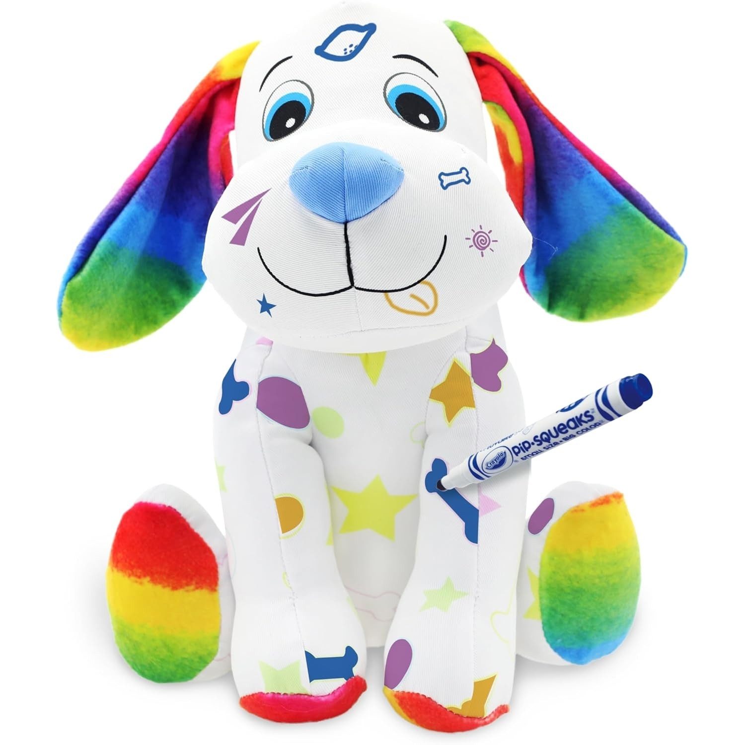 Crayola® Kuscheltier Colour Me Plush, bemalbares Plüschtier mit 3 Filzstiften, Hund-Welpen