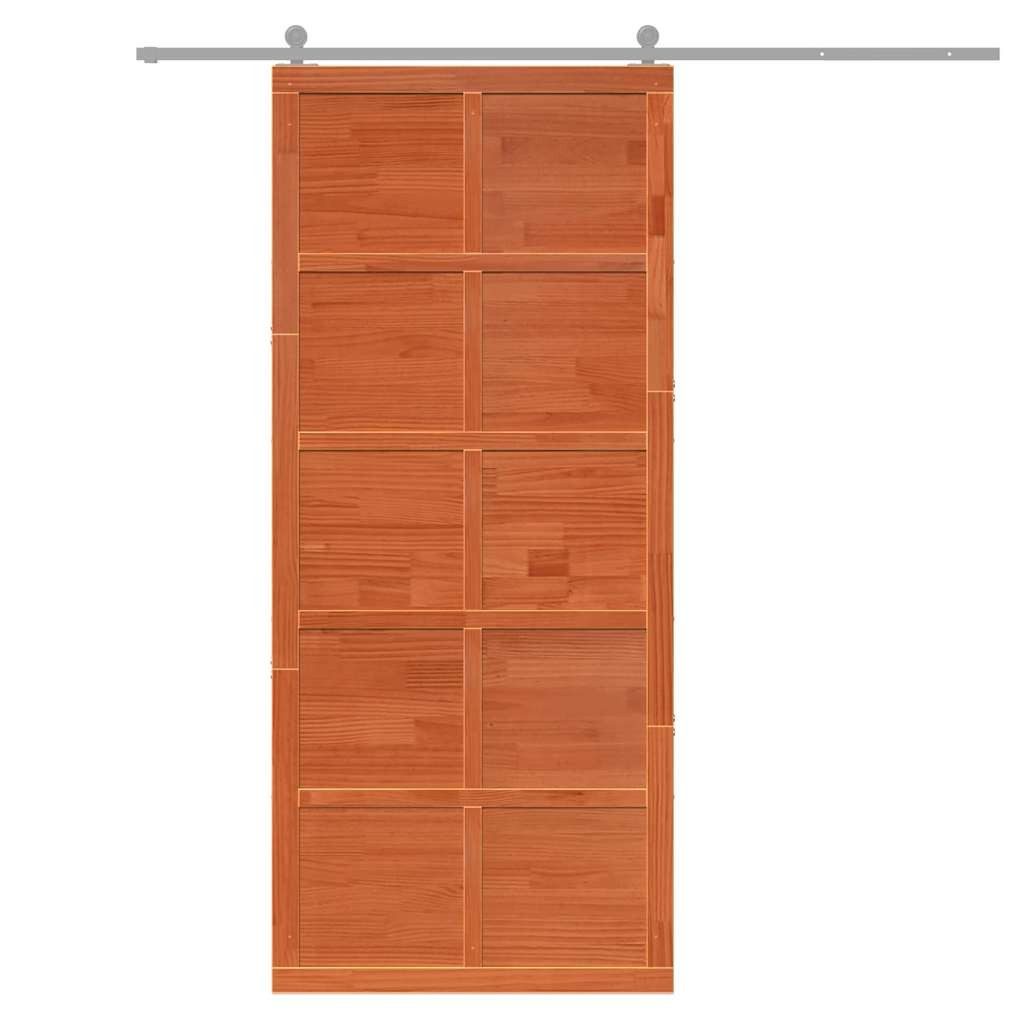 vidaXL Schiebetür Scheunentür Braun 80 x 2,5 x 208 cm Massives Kiefernholz (1-St)