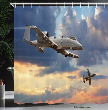 Abakuhaus Duschvorhang Moderner Digitaldruck mit 12 Haken auf Stoff Wasser Resistent Breite 175 cm, Höhe 180 cm, Flugzeug Aviataion Themen Design