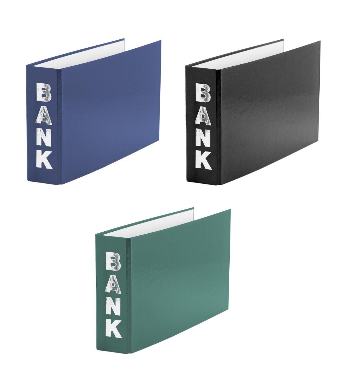 Bankordner 3 Bankordner / 140x250mm / für Kontoauszüge / Farbe: je 1x grün, blau