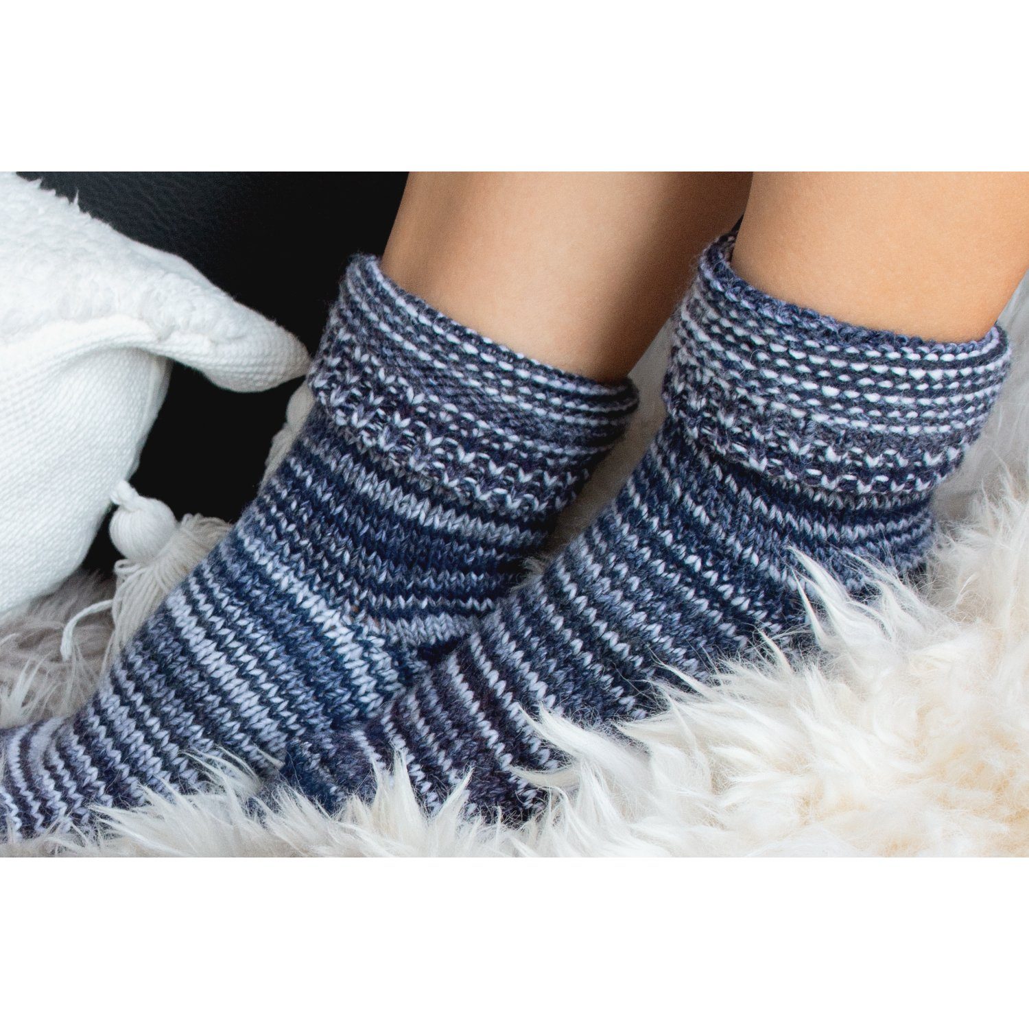 celodoro Umschlagsocken Damen & Herren Mouline Wollsocken mit Umschlag