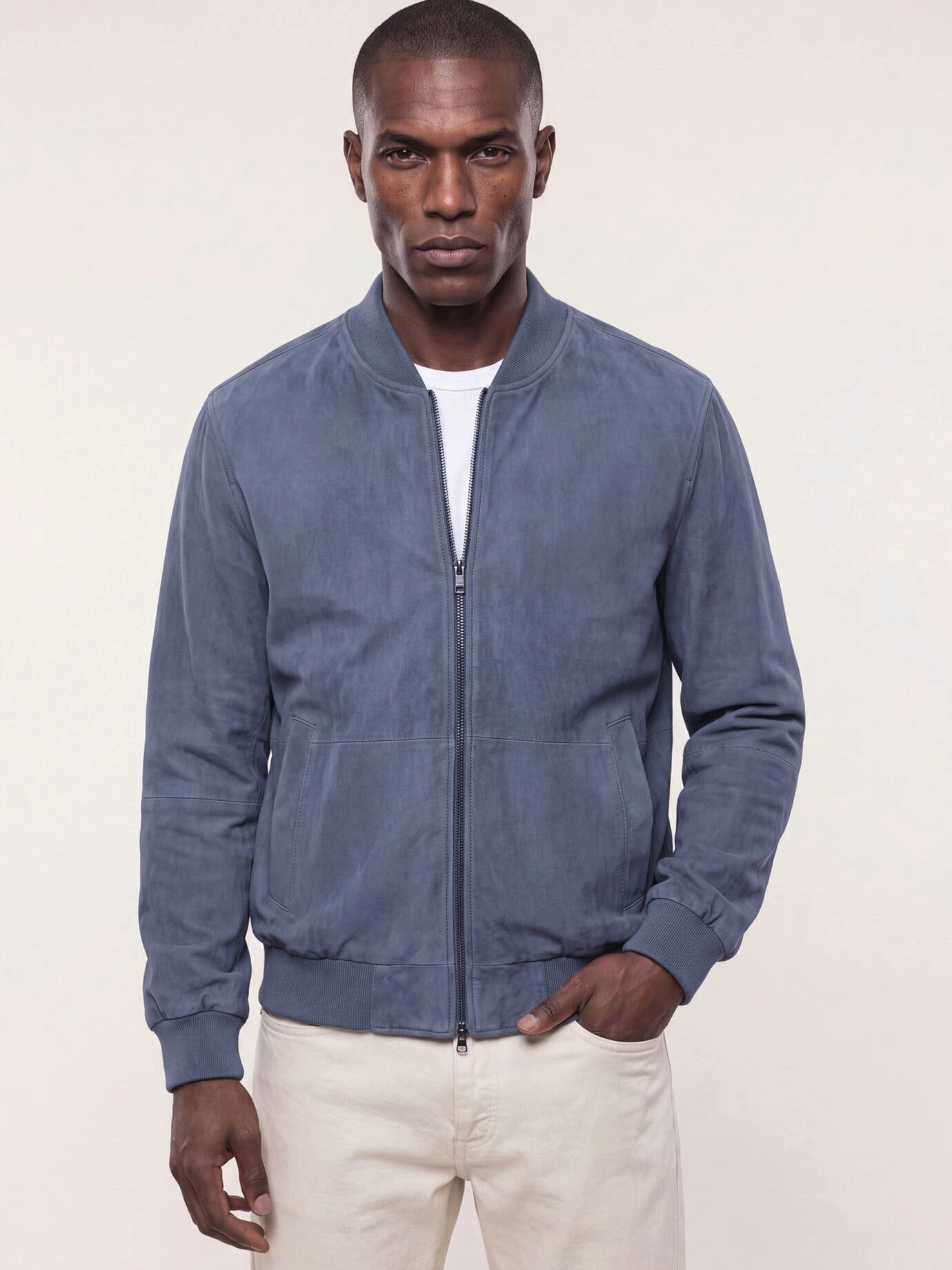 Walbusch Blouson Herren Blouson aus Ziegenvelours Stehkragen, klassisch