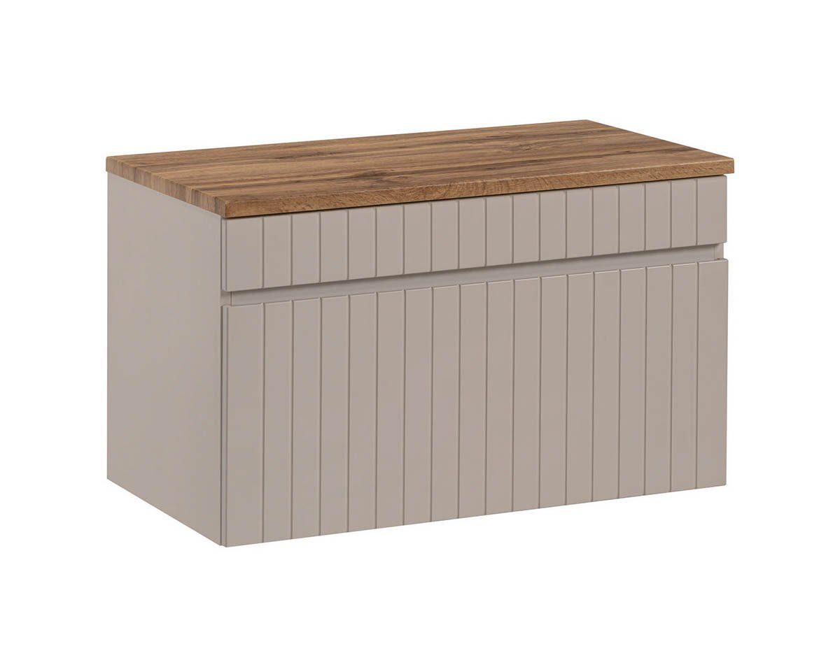 einfachgutemoebel Waschtisch-Set Badezimmer Waschplatz KARATA 80cm, zum Unterbau, kaschmir grey, (Badmöbel Set, 1-St., Waschtisch Unterschrank)