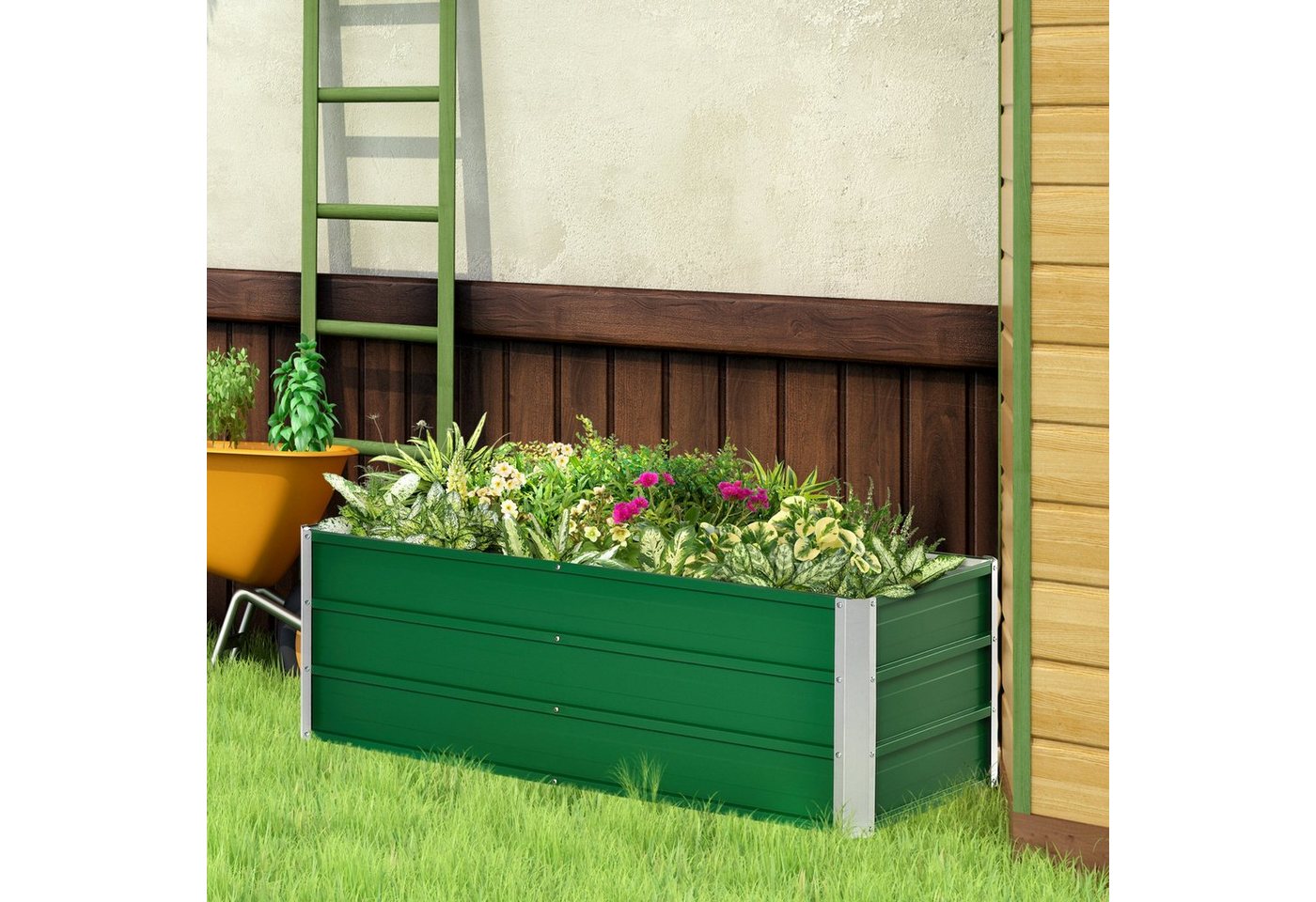Thumbnail - Outsunny Hochbeet mit Handschuhe, geeignet für Bepflanzung (Blumenbeet, 1 St., Gemüsebeet), für Garten, Balkon, Grün