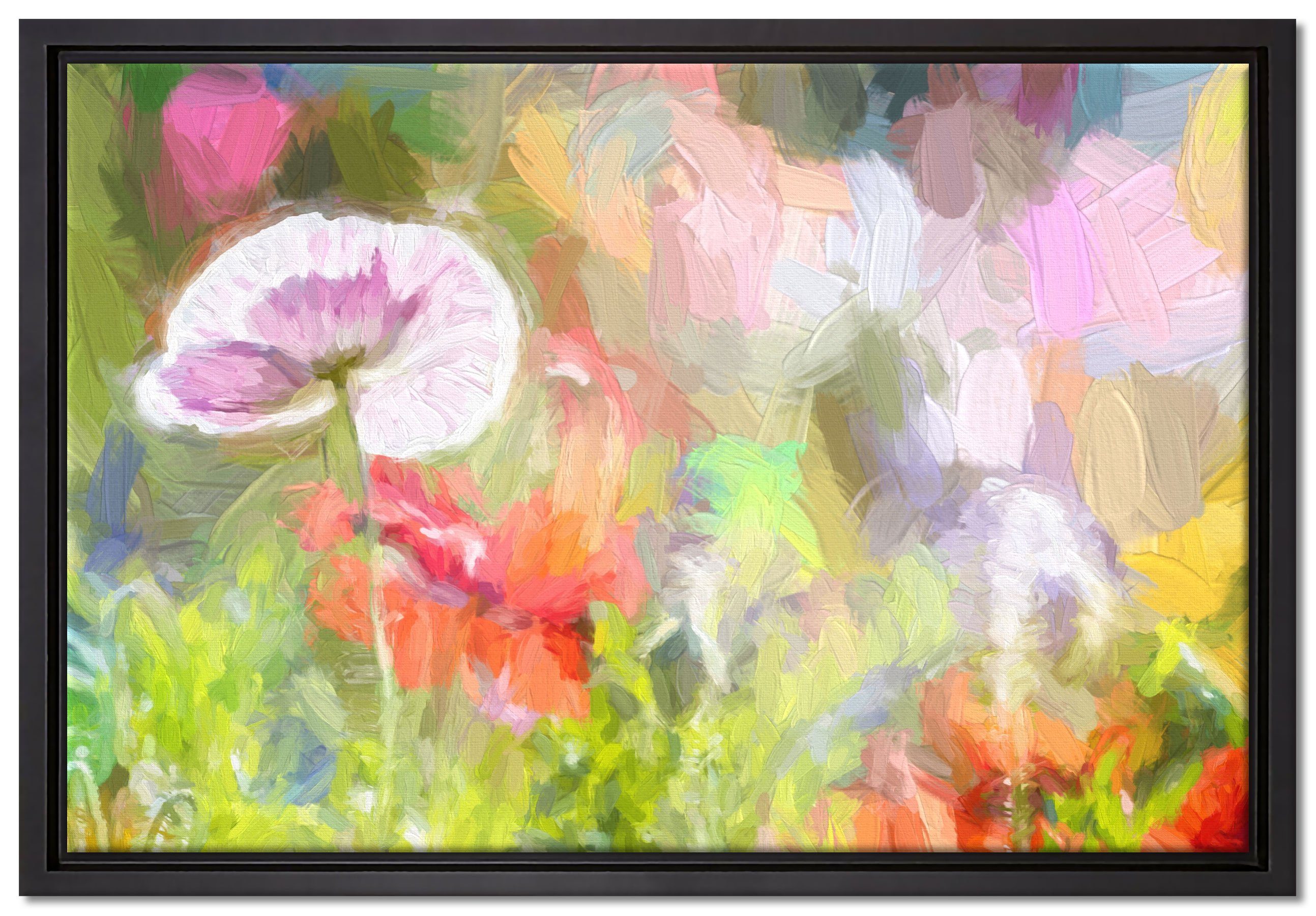 Pixxprint Leinwandbild Kalifornischer Mohn im Frühling, Wanddekoration (1 St), Leinwandbild fertig bespannt, in einem Schattenfugen-Bilderrahmen gefasst, inkl. Zackenaufhänger