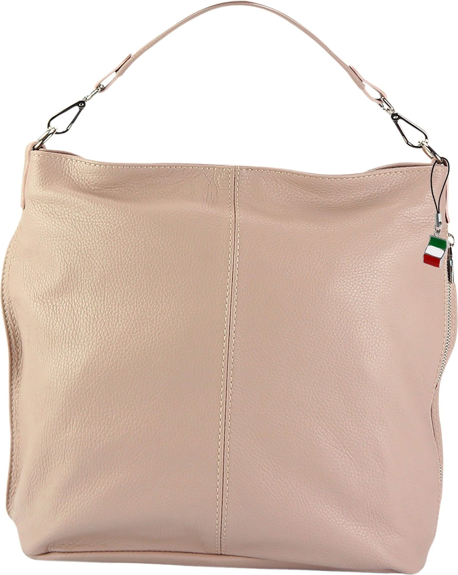FLORENCE Shopper D2OTF138X Florence Hobo Bag Damen Schultertasche (Schultertasche, Shopper), Damen Tasche Echtleder rosa, Made-In Italy