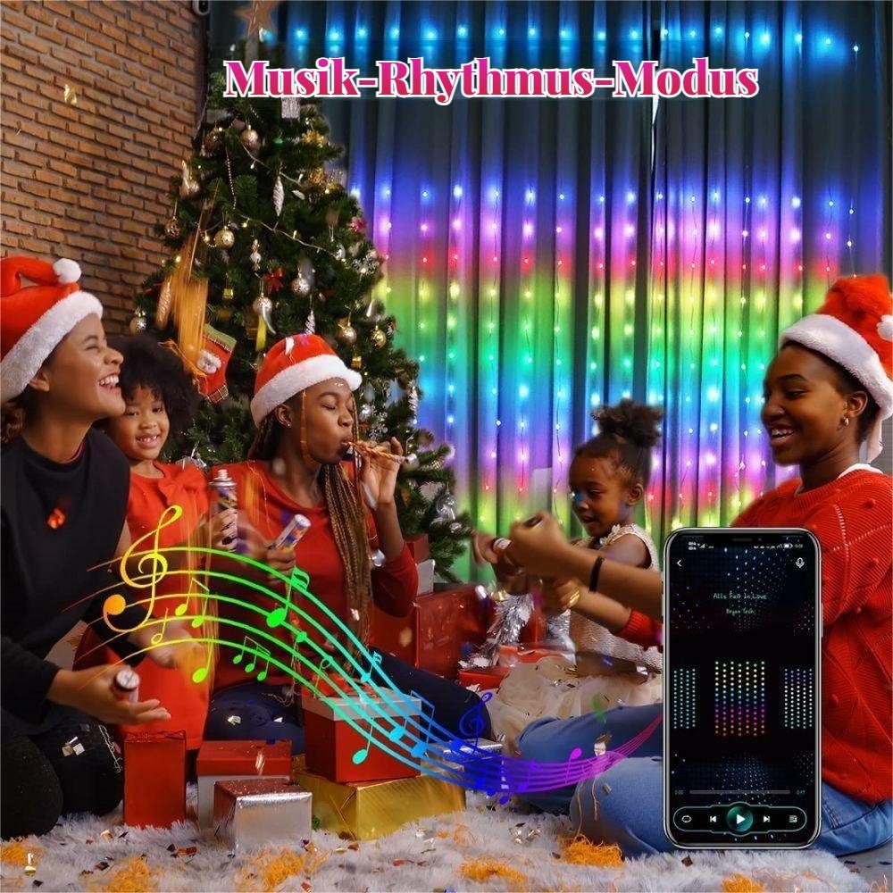 Weihnachten JOYOLEDER LED Lichtervorhang Party 3m*3m, Lichterkette, LED-Lichterkette RGBIC Selbermachen Smart