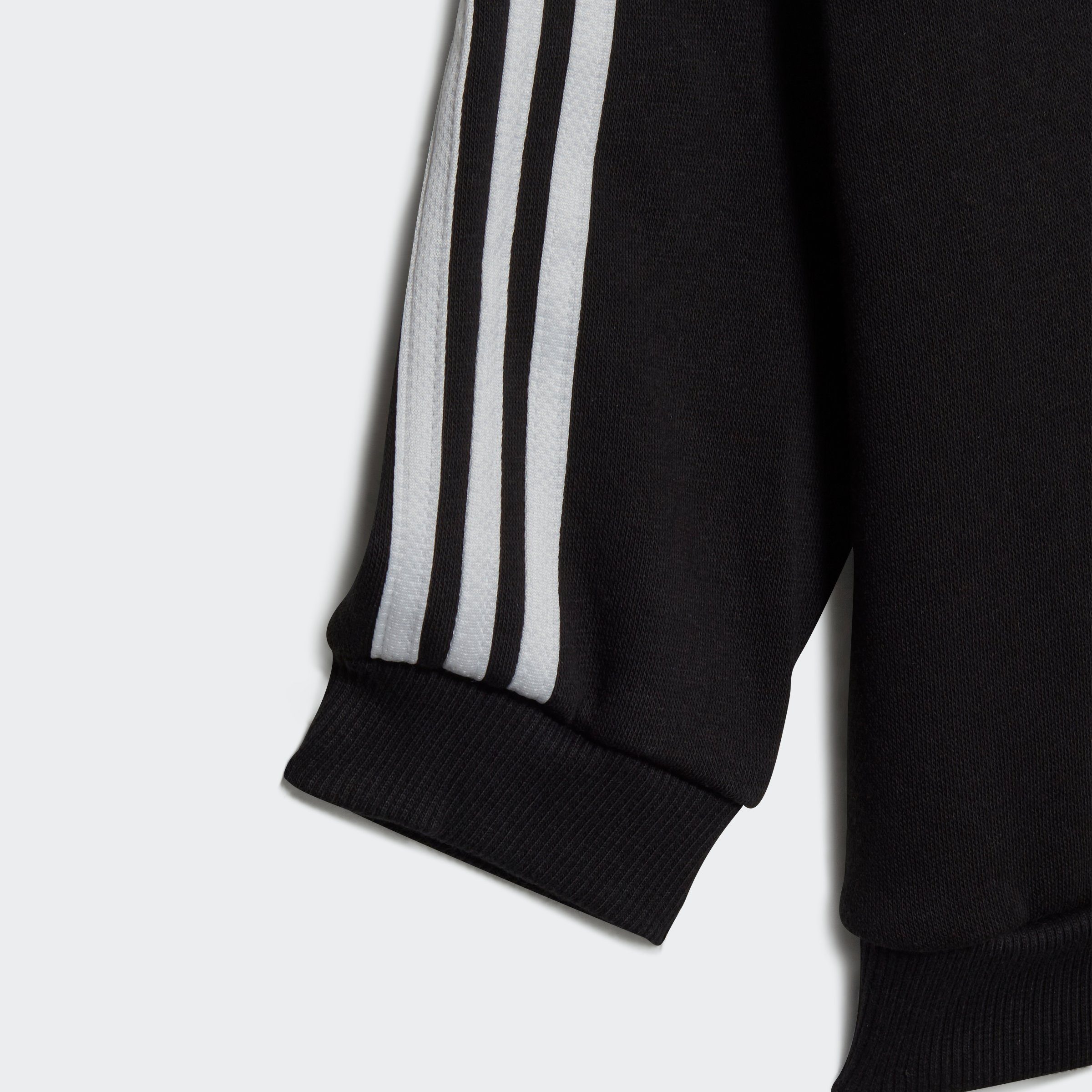Black Trainingsanzug White (2-tlg) ESSENTIALS / HOODED Sportswear adidas JOGGINGANZUG FULLZIP