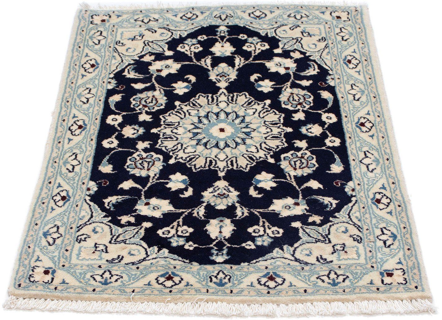 Wollteppich Nain - 9la Medaillon Blu scuro 86 x 57 cm, morgenland, rechteckig, Höhe: 6 mm, Handgeknüpft