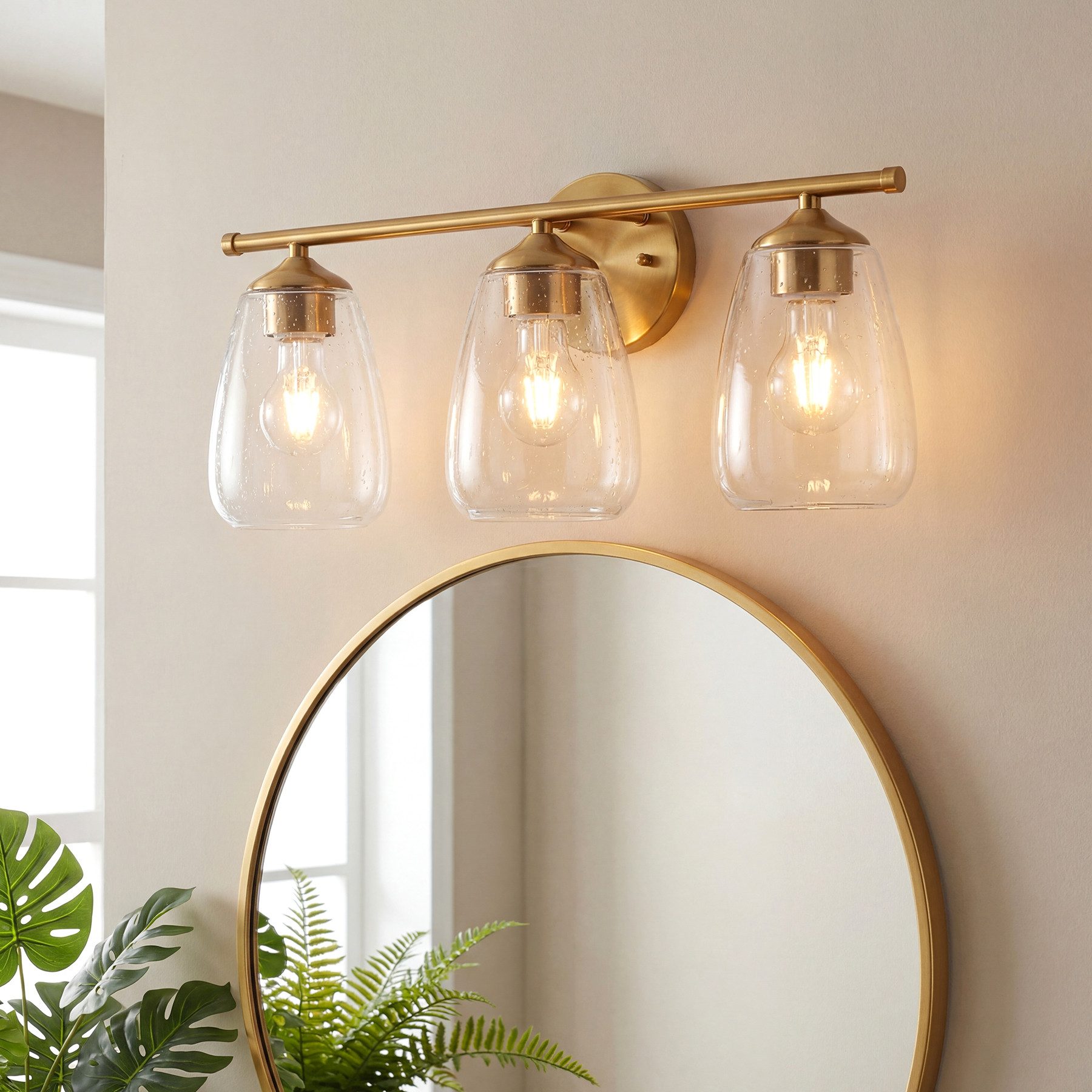 Tribesigns Wandleuchte Waschtischleuchte mit Blasenglas, Gold Nachttischlampe, Wandlampe