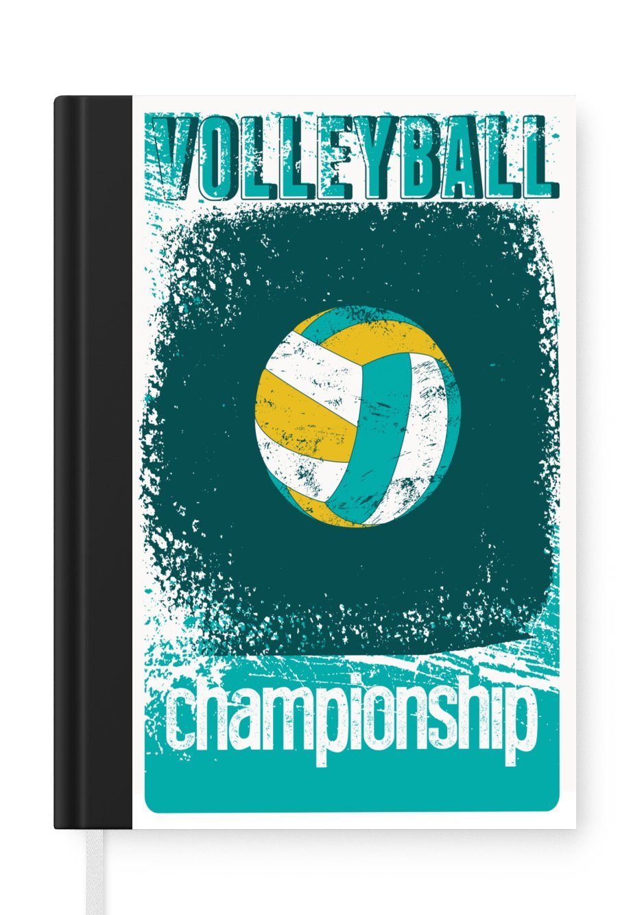 MuchoWow Notizbuch Volleyball-Illustration mit Zitat "Volleyball-Meisterschaft" auf, Journal, Merkzettel, Tagebuch, Notizheft, A5, 98 Seiten, Haushaltsbuch