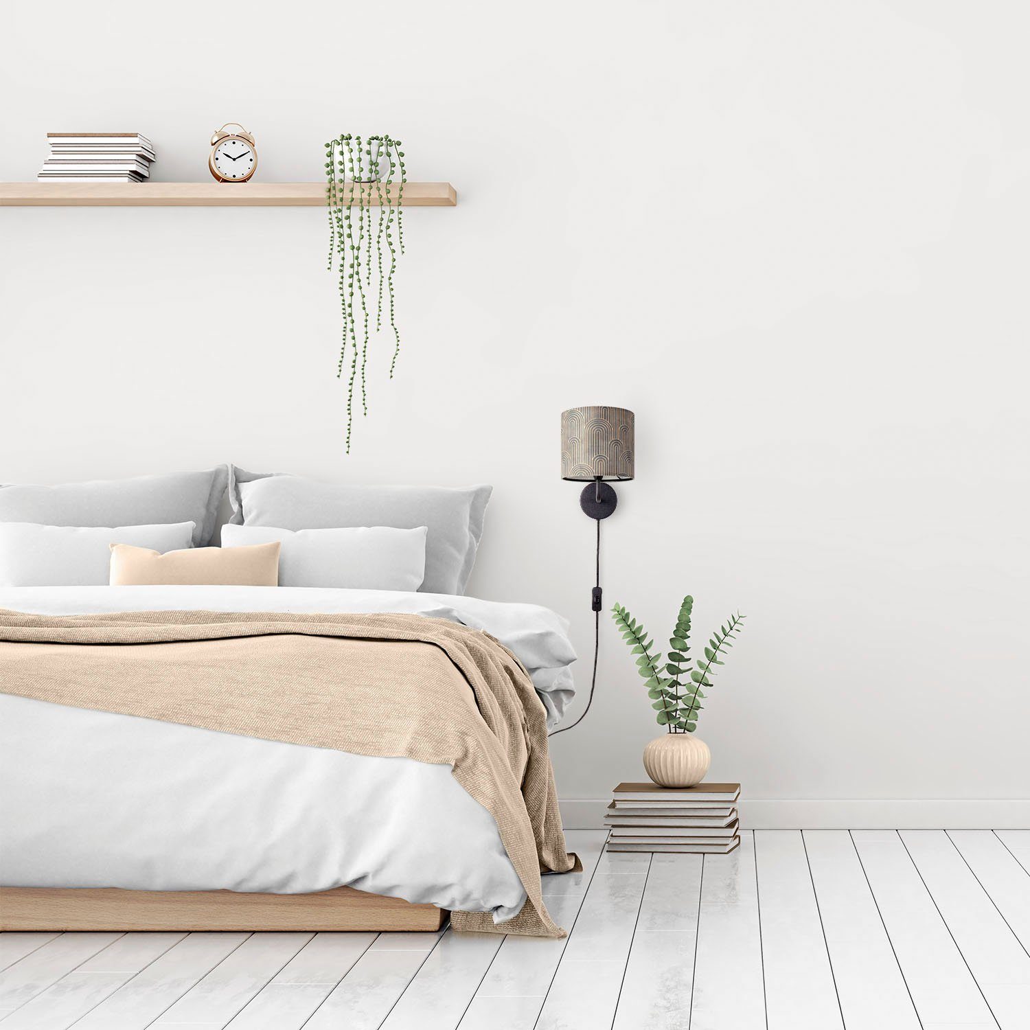 Paco Home Wandleuchte Luca Pillar, ohne Leuchtmittel, Stofflampe Rund Wandl günstig online kaufen