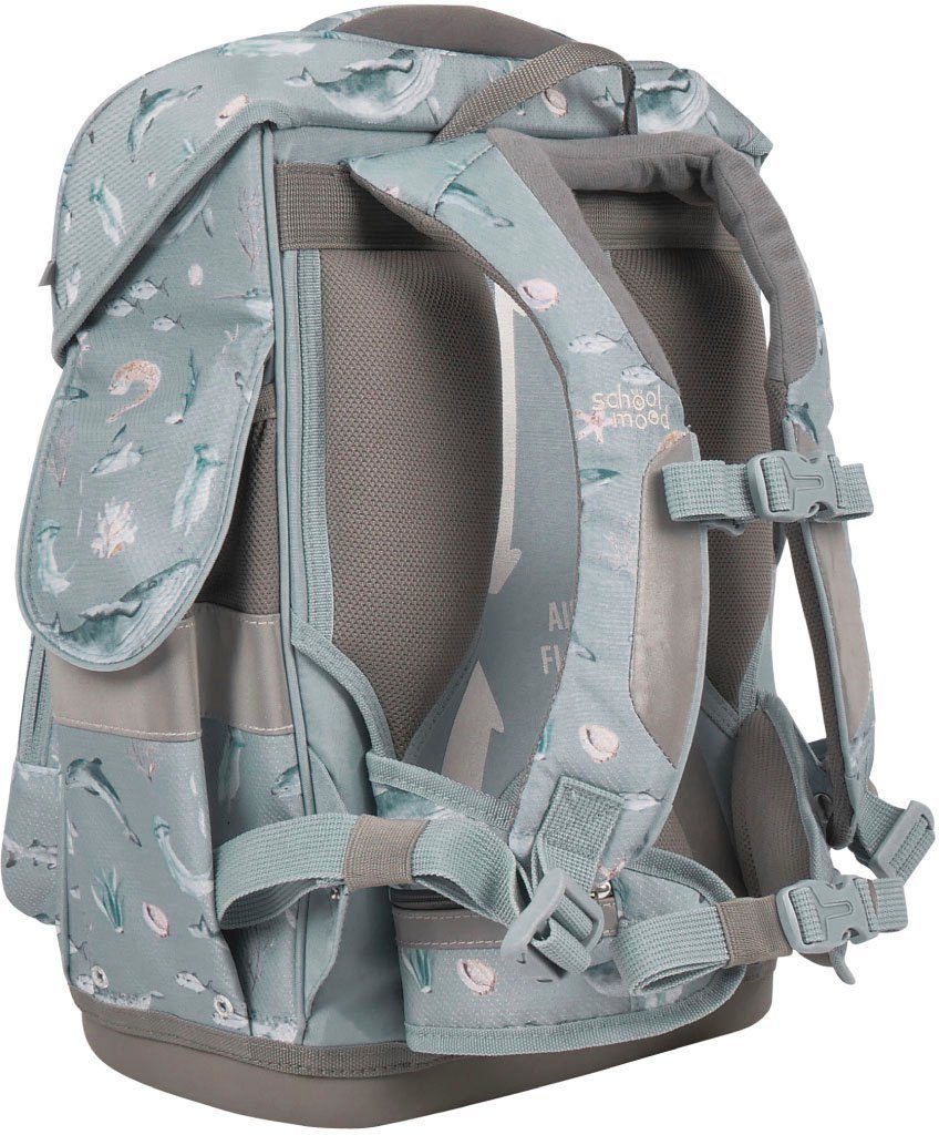 SCHOOL-MOOD® Schulranzen Timeless, Nordic Collection, Aqua (Set, 7-tlg), aus recyceltem Material