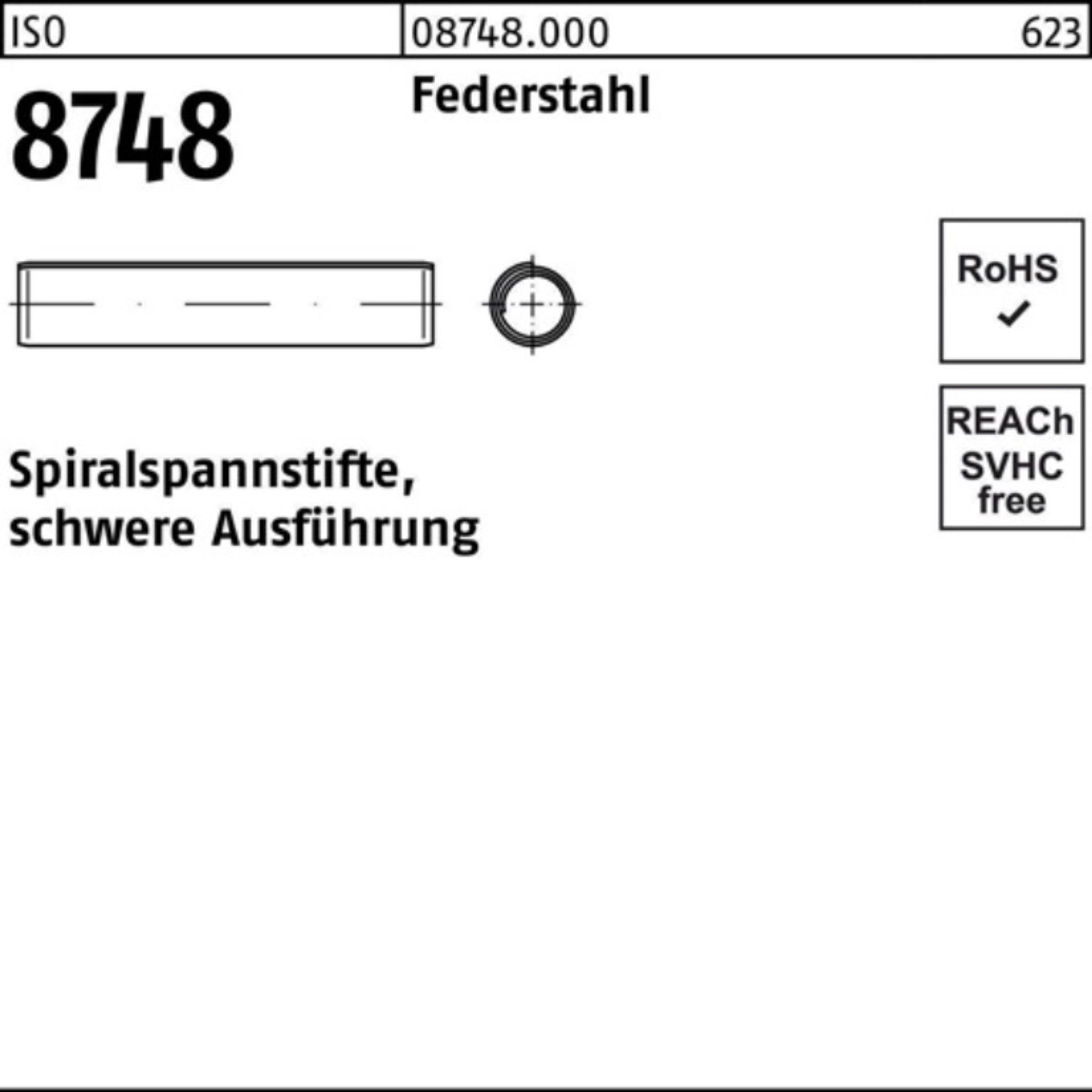 Reyher Federstahl Ausf. schwere 18 Spannstift 500er ISO Spiralspannstift Pack 4x 8748 50