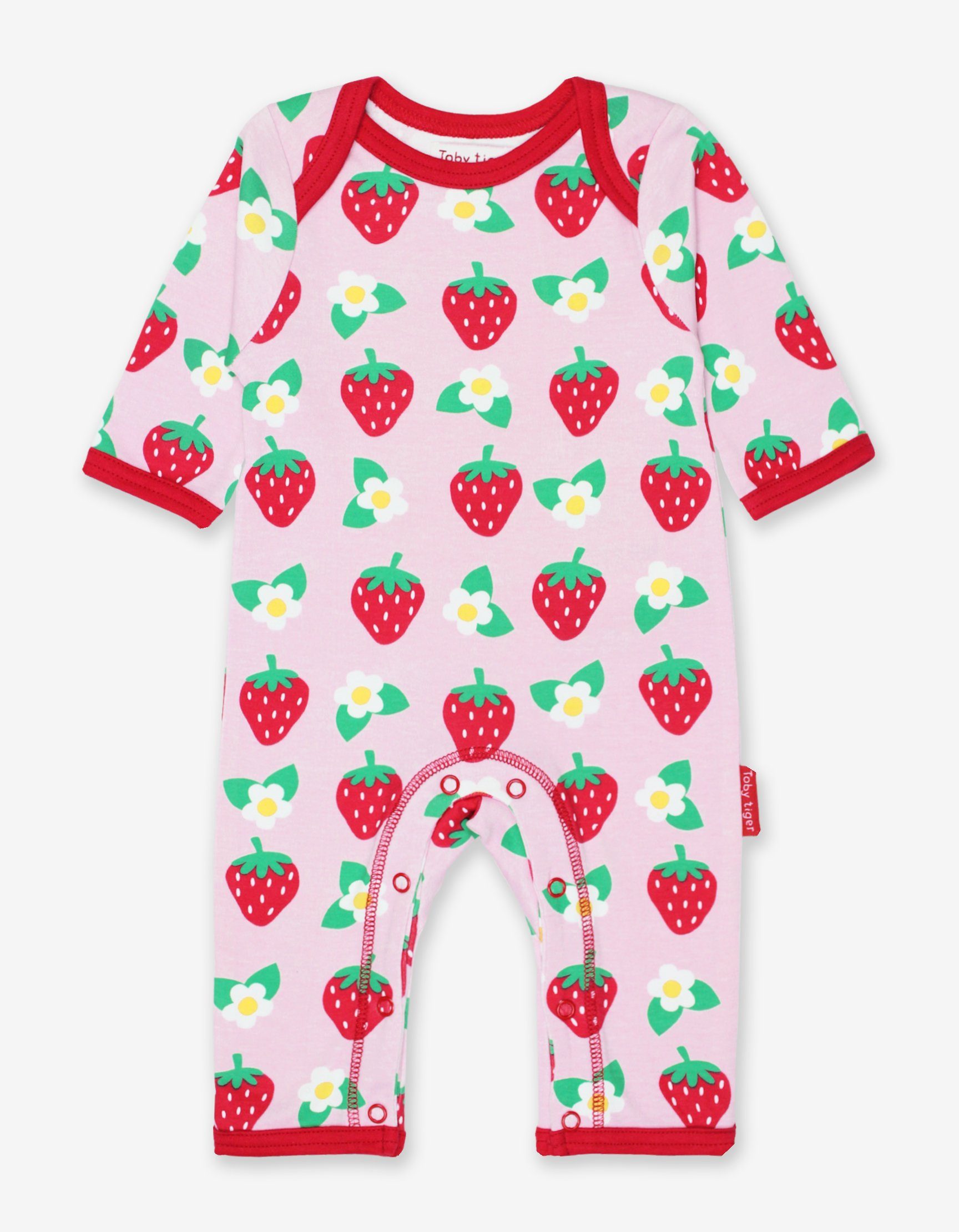 Toby Tiger Schlafanzug Schlafanzug mit Erdbeer und Blumen Print
