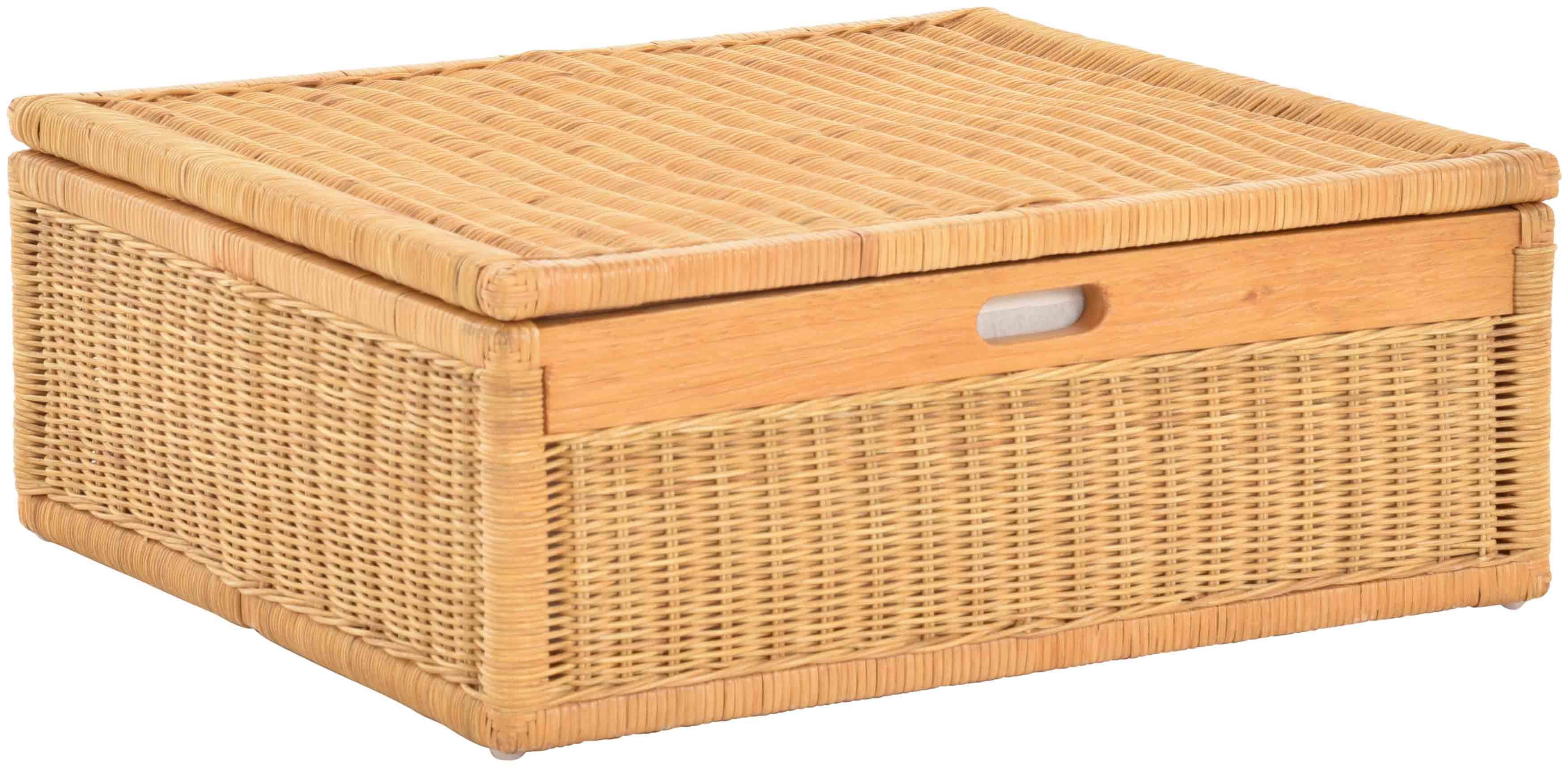 Krines Home Aufbewahrungskorb Großer Unterbett Schub aus Rattan 64x58x25cm / Unterbettkommode, mit Deckel, Bett Kasten Korb Kleider Aufbewahrung Box
