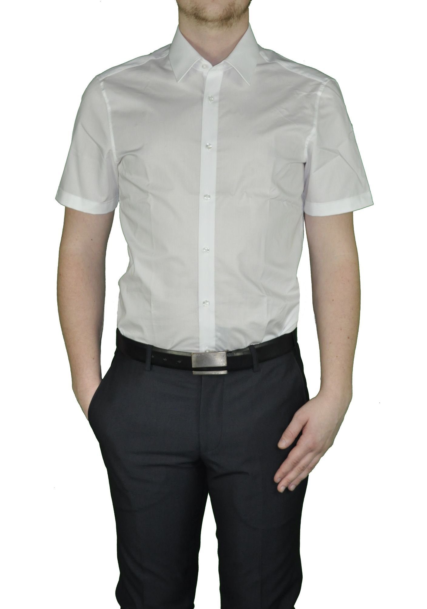 Herren Hemden Redmond Kurzarmhemd Slim Fit Unifarben