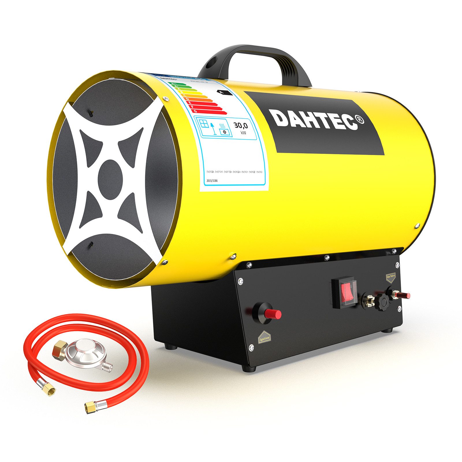 DAHTEC Heizgerät Gasheizgebläse, Heizlüfter Gas, Tragbar Bauheizer, 30000 W, 18-30 kW, Luftmenge 1000m³/h für Baustelle, Garage