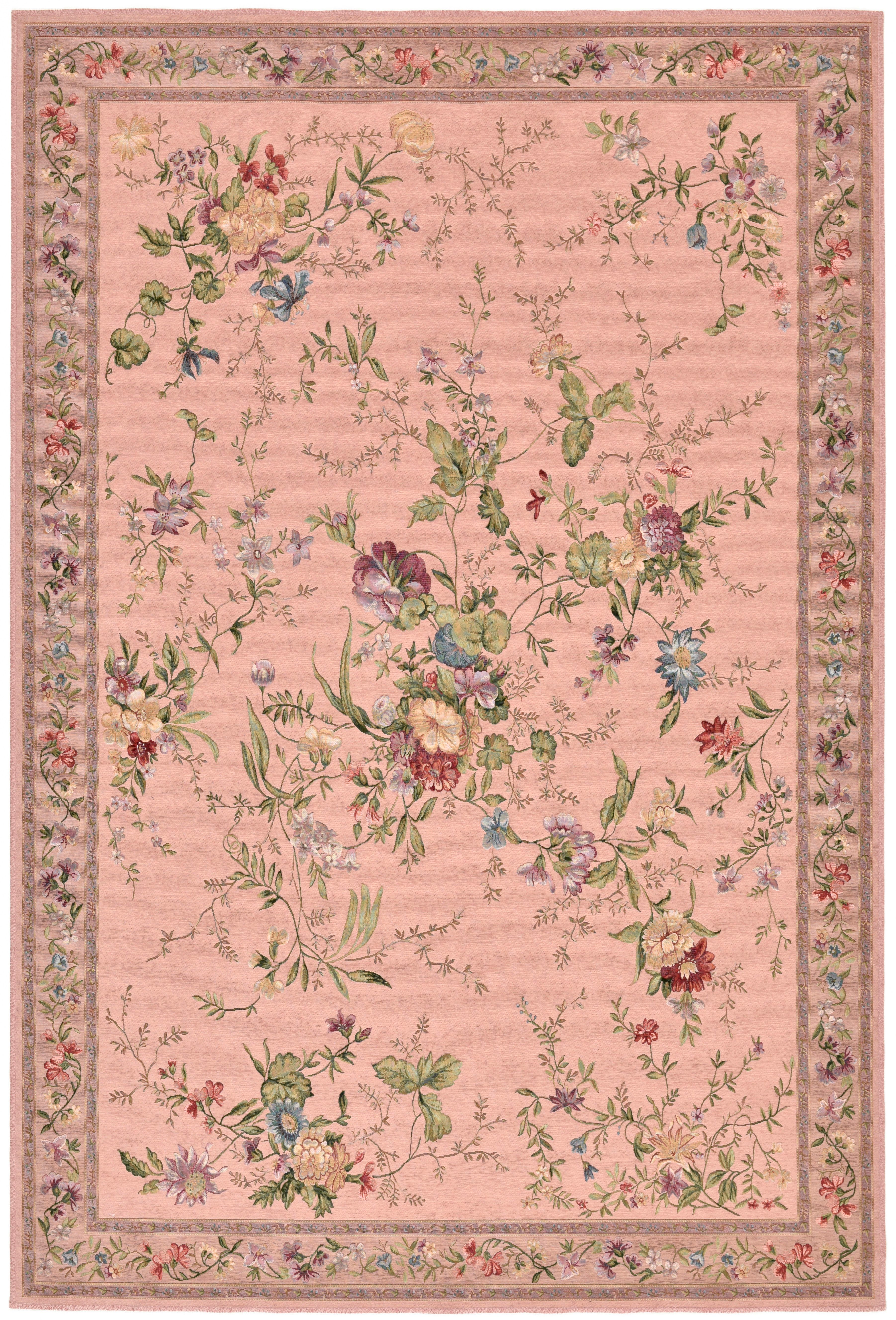 THEKO Teppich Flomi Sagrini, rechteckig, Höhe: 4 mm, Flachgewebe, Pastell-Farben, Blumen Design, mit Bordüre