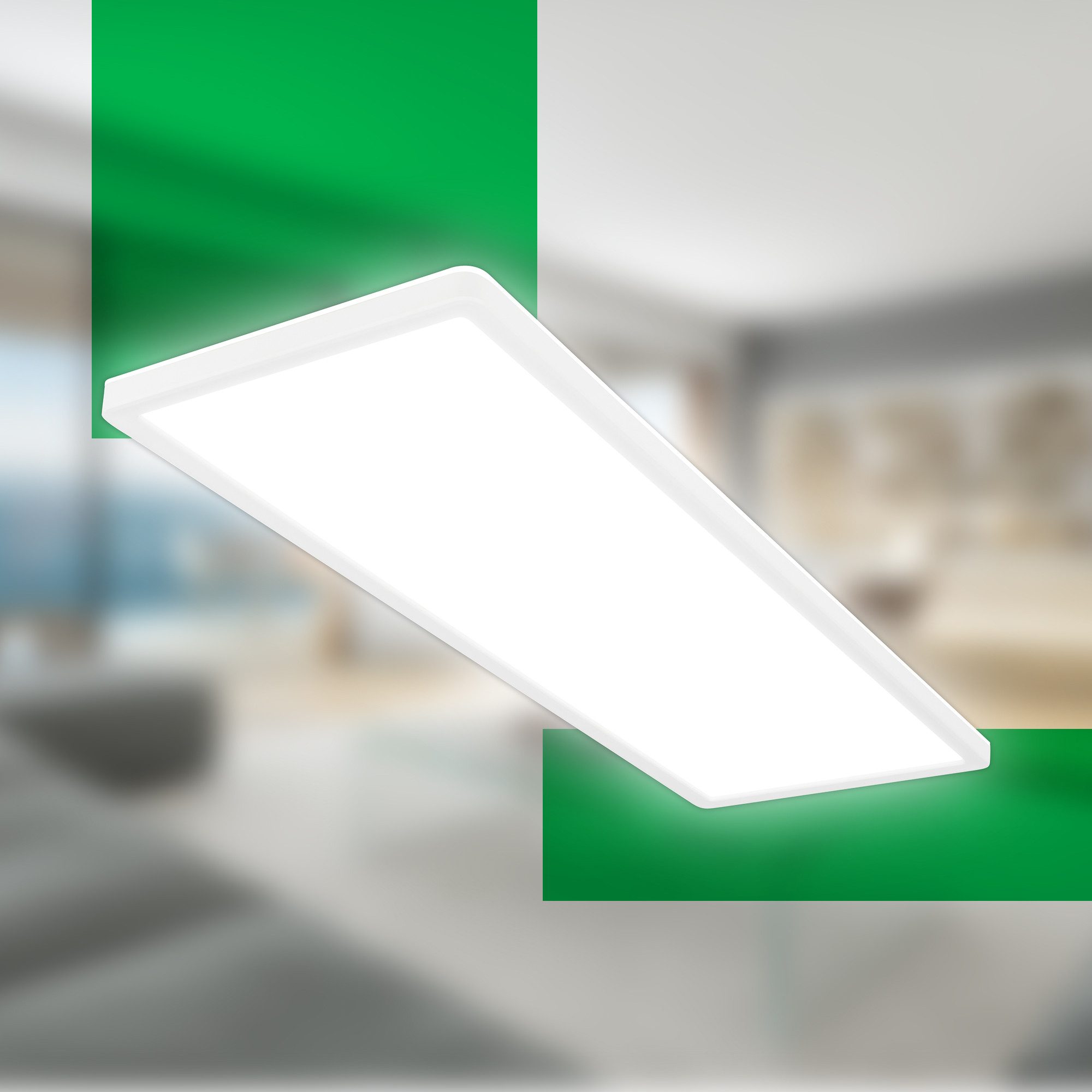 Briloner Leuchten LED Panel Deckenlampe ultraflach Energieeffizienz A Backlight-Effekt, LED fest integriert, LED wechselbar, 4000K, Verschiedene Ausführungen, Wohnzimmer Schlafzimmer Küche